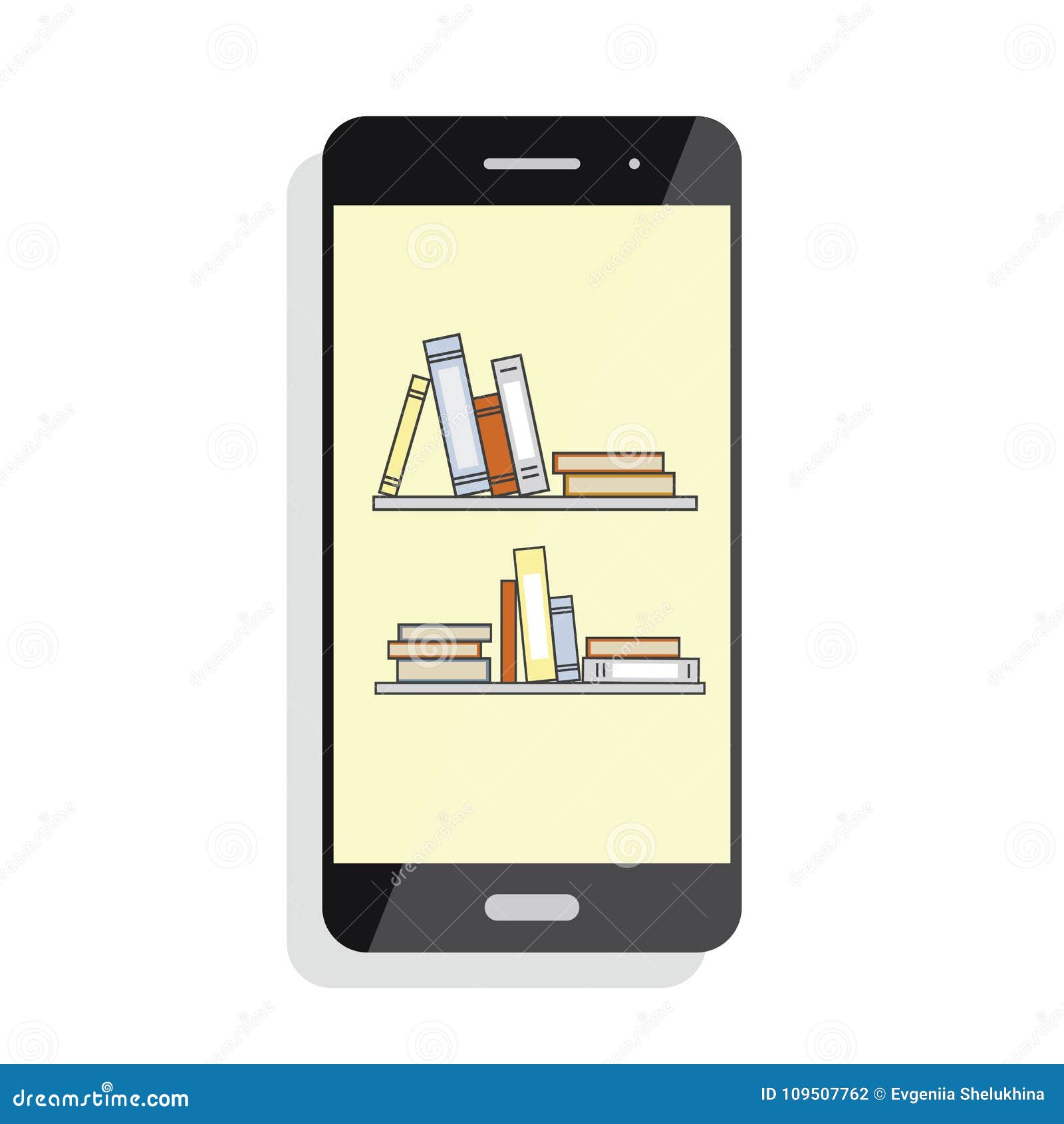 Mobile Online Library Book E Shop E Book Concept Bookshelf