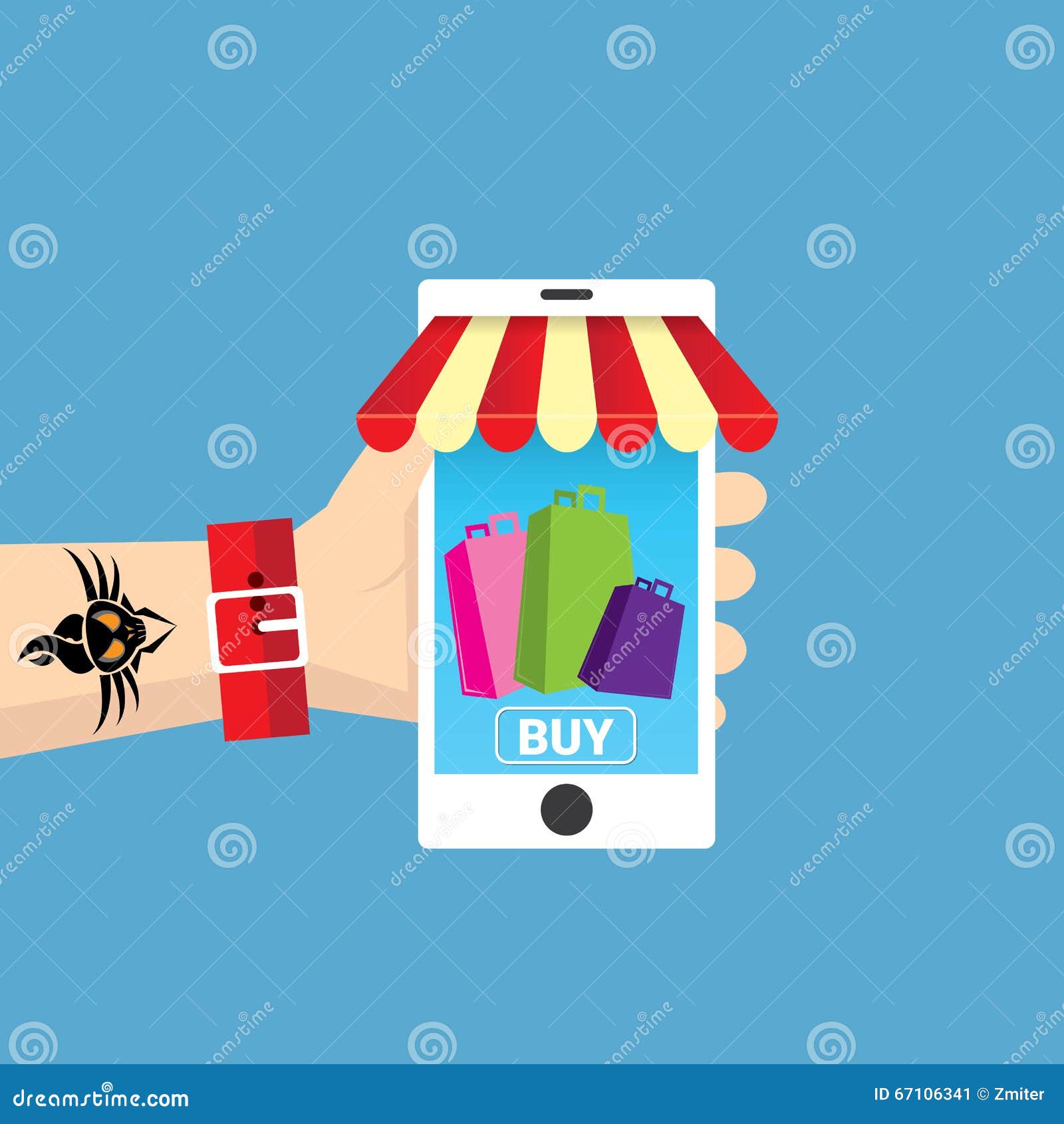 Mobile Online Shopping Vector Illustration Concept Stock Vector