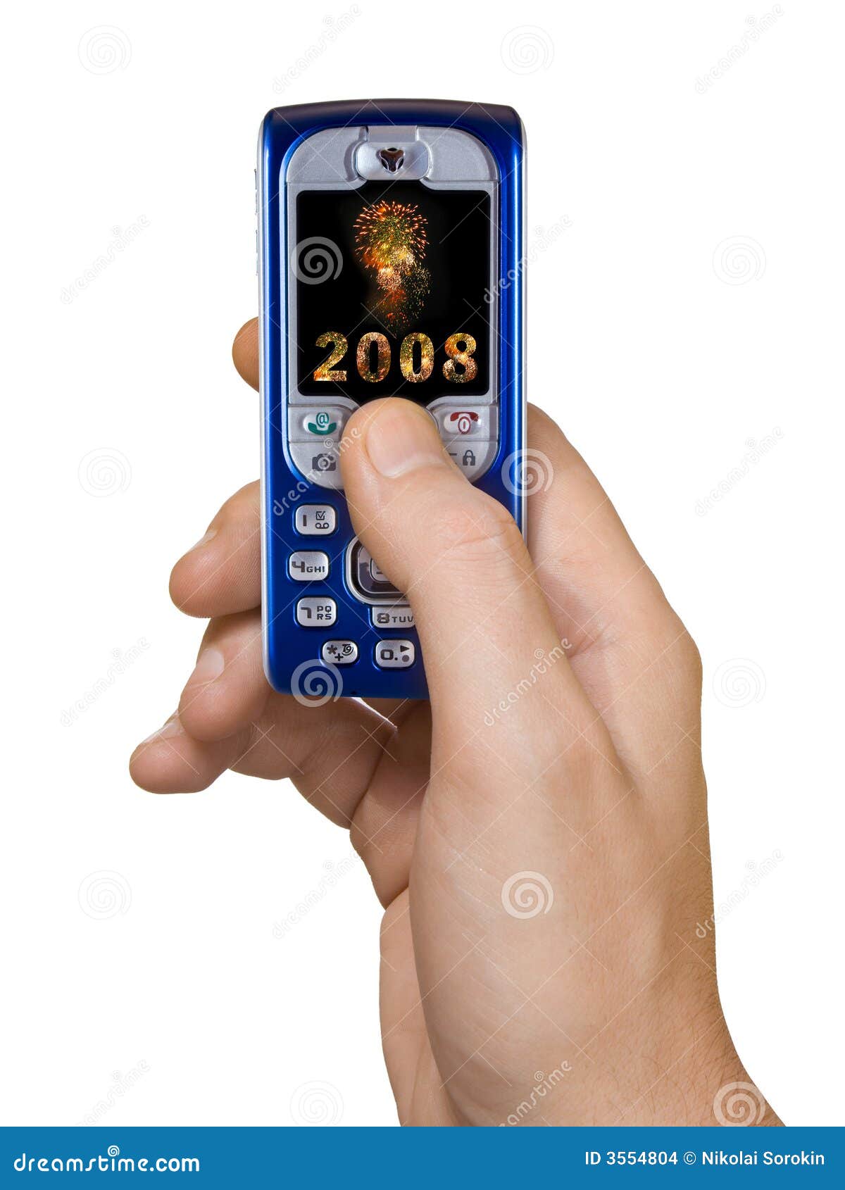 Mobile phone 2008 stock photo. Image of message, hand 3554804