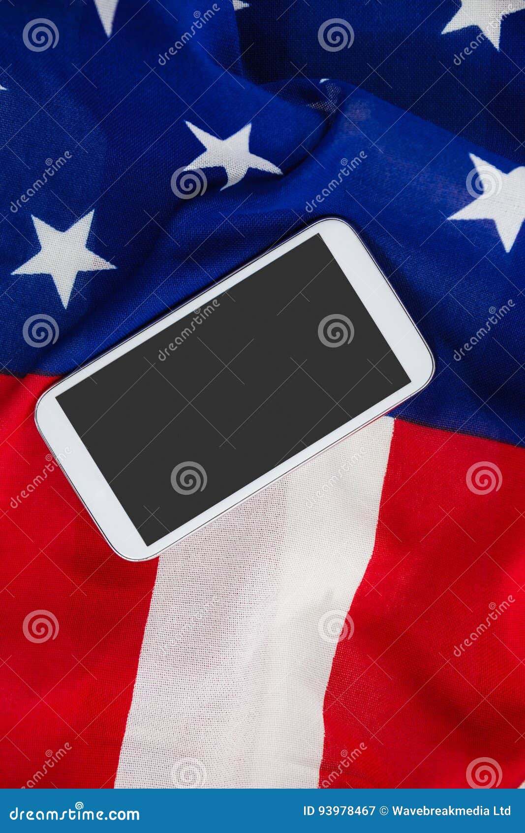 Mobile Phone on an American Flag Stock Image Image of screen, event