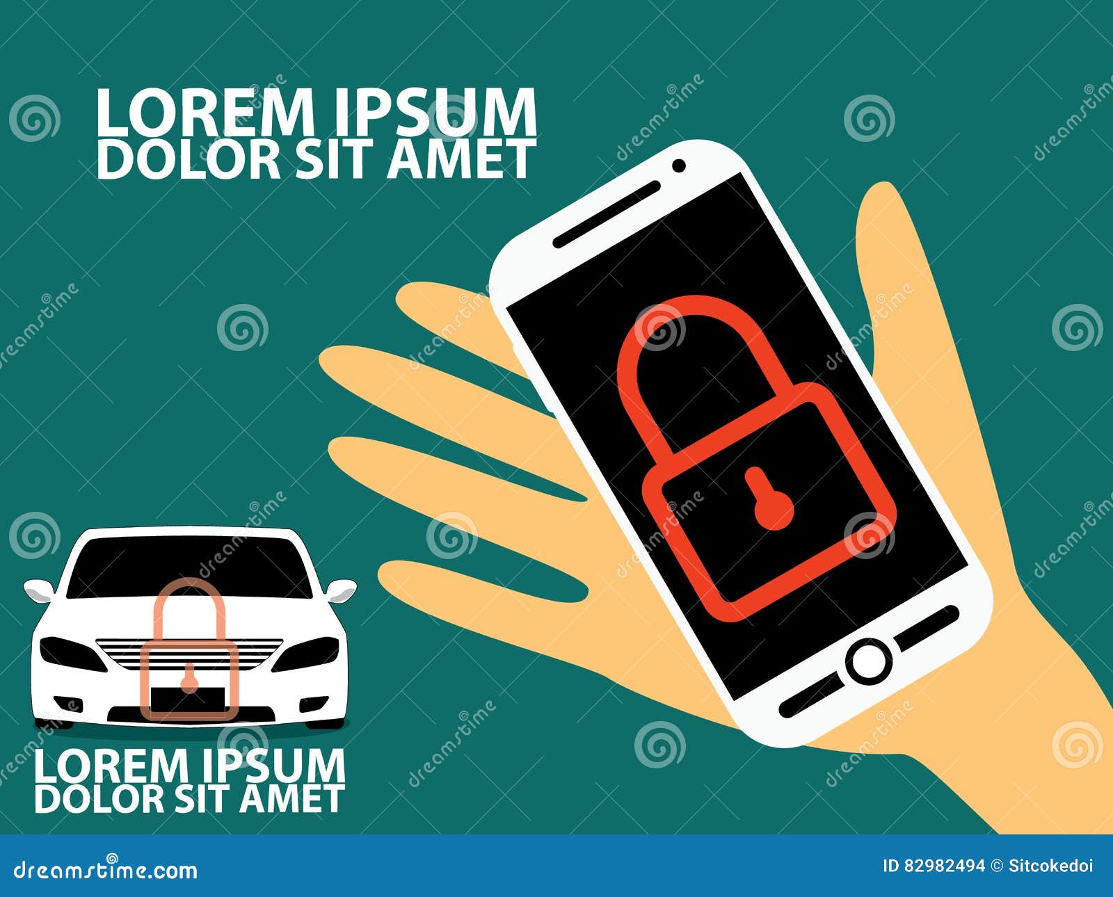 Mobile Phone Application. Car Alarm, Stock Vector Illustration of