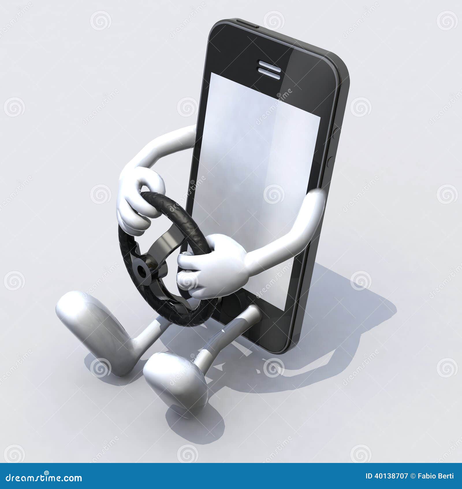 Mobile Phone with Arms and Legs Driver Stock Illustration
