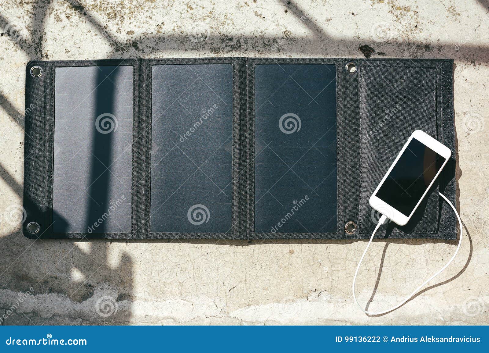 Mobile Phone is Charging from the Solar Panel Stock Photo Image of