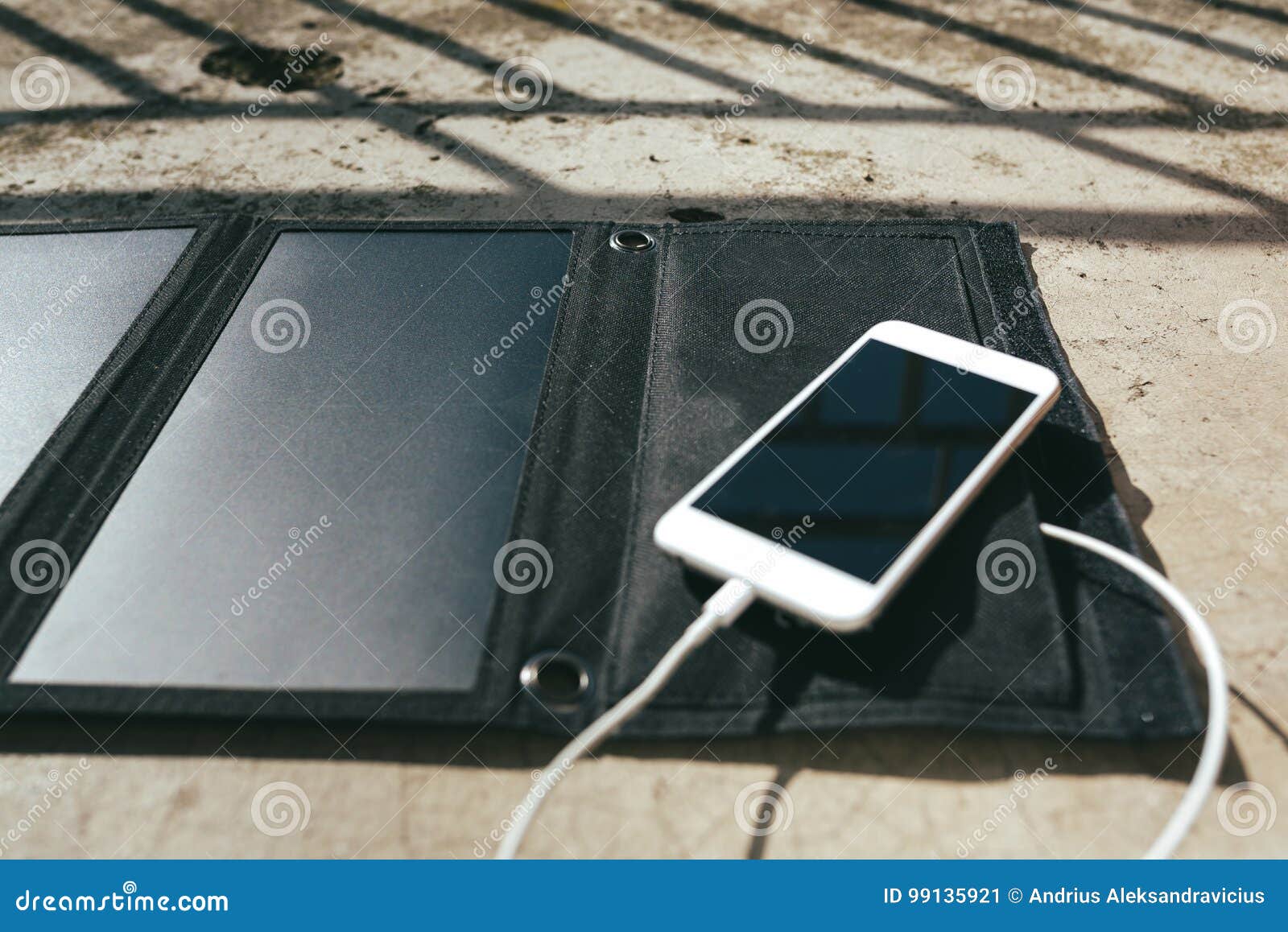 Mobile Phone is Charging from the Solar Panel Stock Image Image of