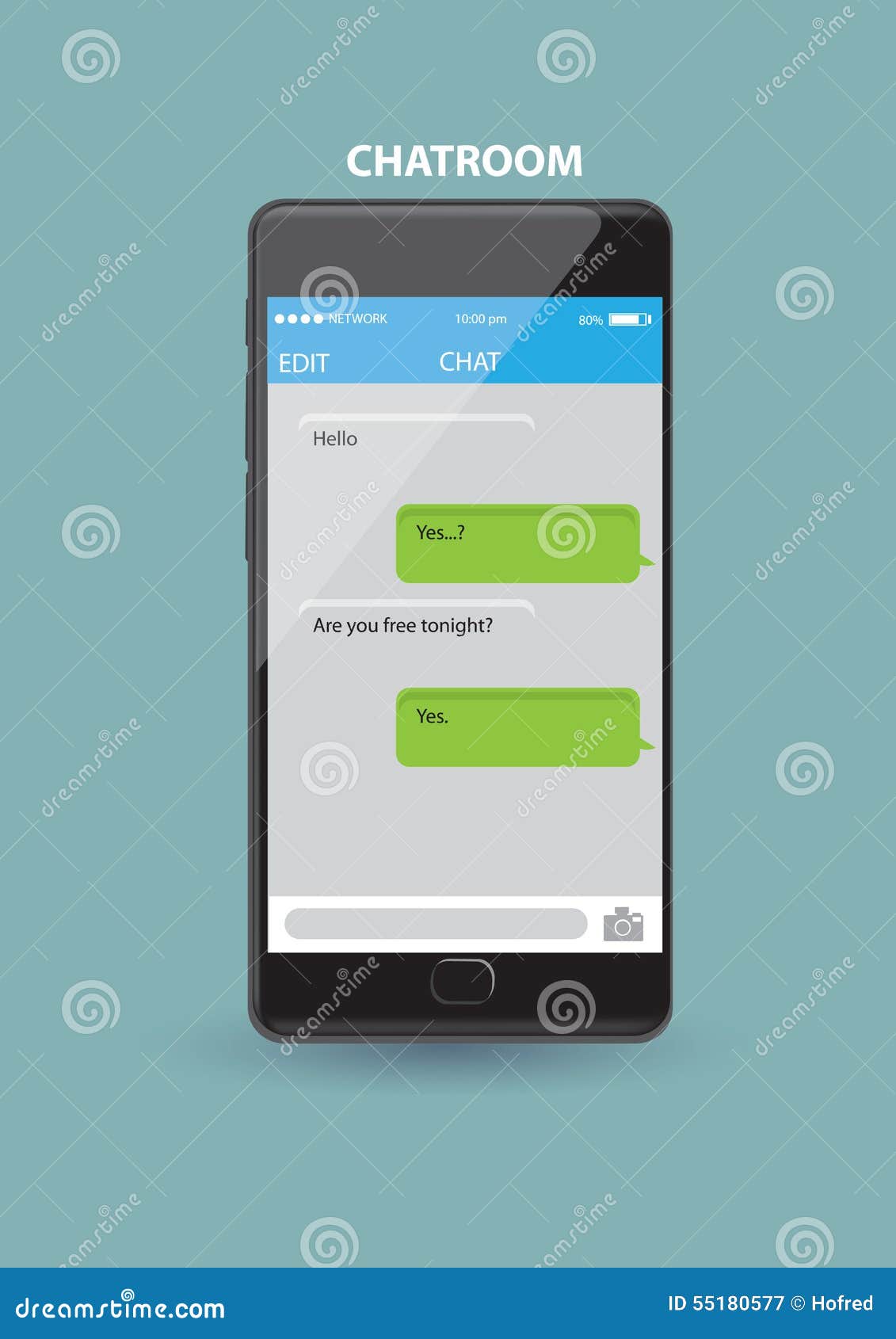 Mobile Phone Chatroom Application Vector Illustration Stock Vector