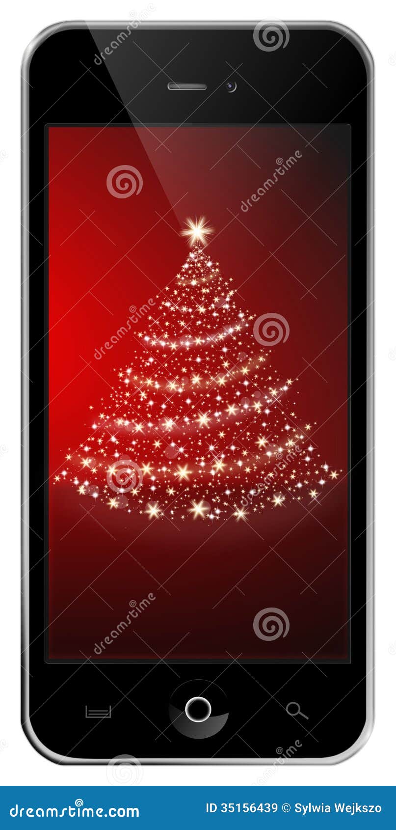 Mobile Phone With A Christmas Tree Stock Image - Image of tree, glowing ...