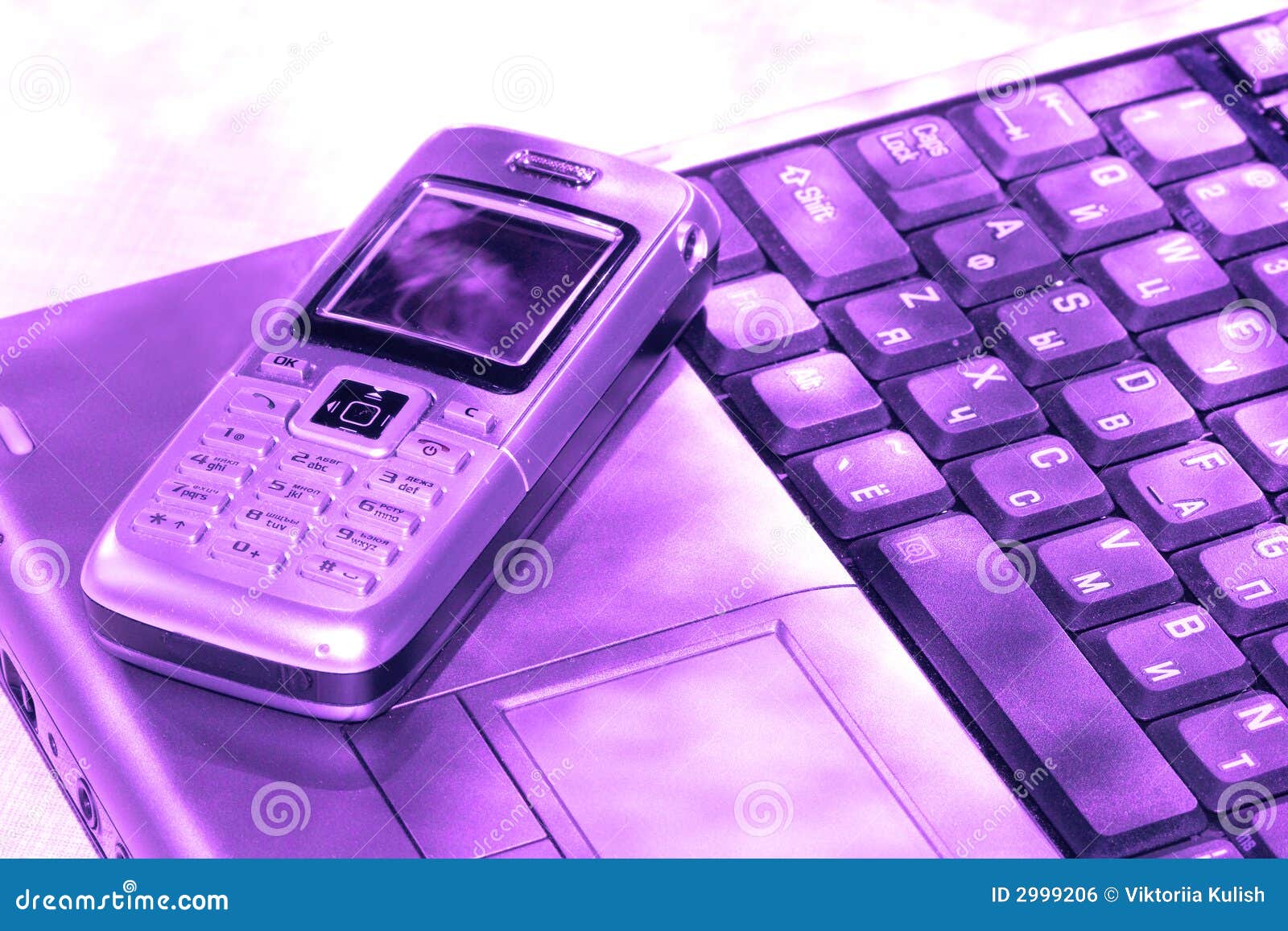 Mobile phone and computer stock photo. Image of machine 2999206