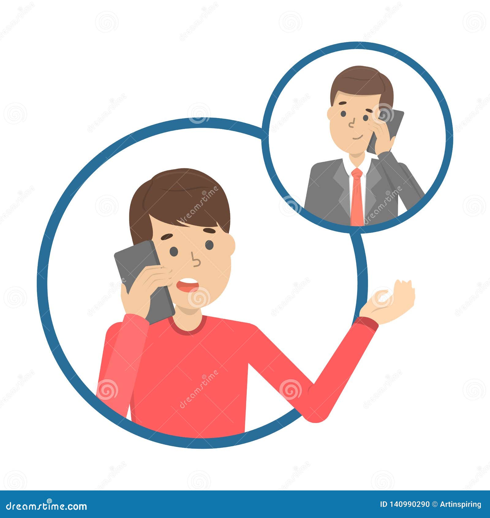 Mobile Phone Conversation Between The Two People Stock ...