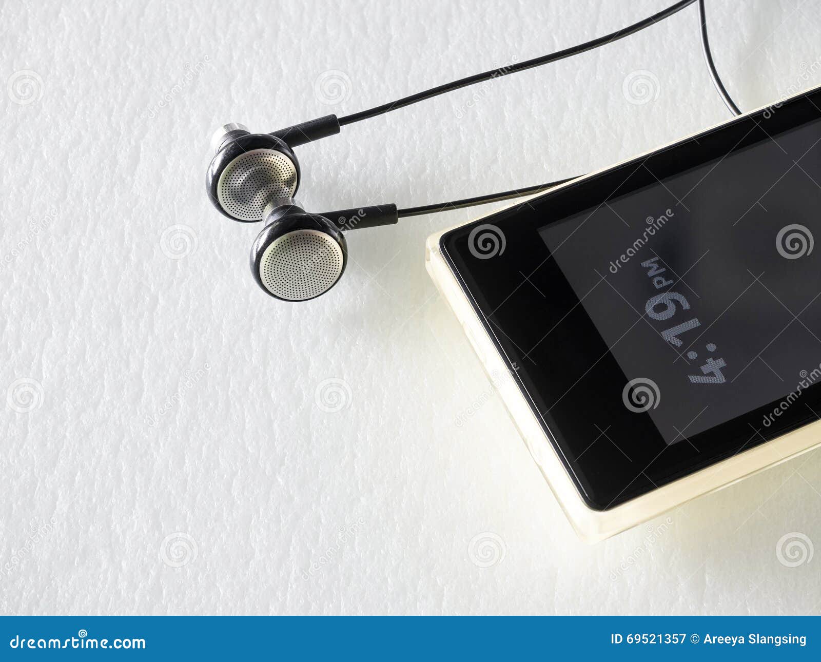 Mobile Phone and Ear Plug Speaker on White Stock Image Image of sound, headphones 69521357