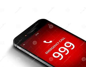 Mobile Phone With Emergency Number 999 Over White Stock Illustration 