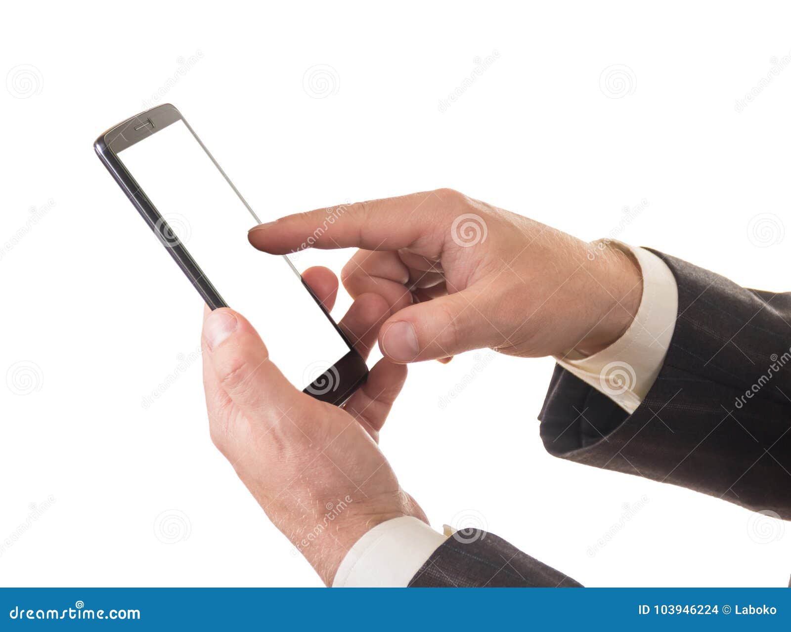 Mobile Phone In Hand Men Isolated On White Stock Photo - Image of ...