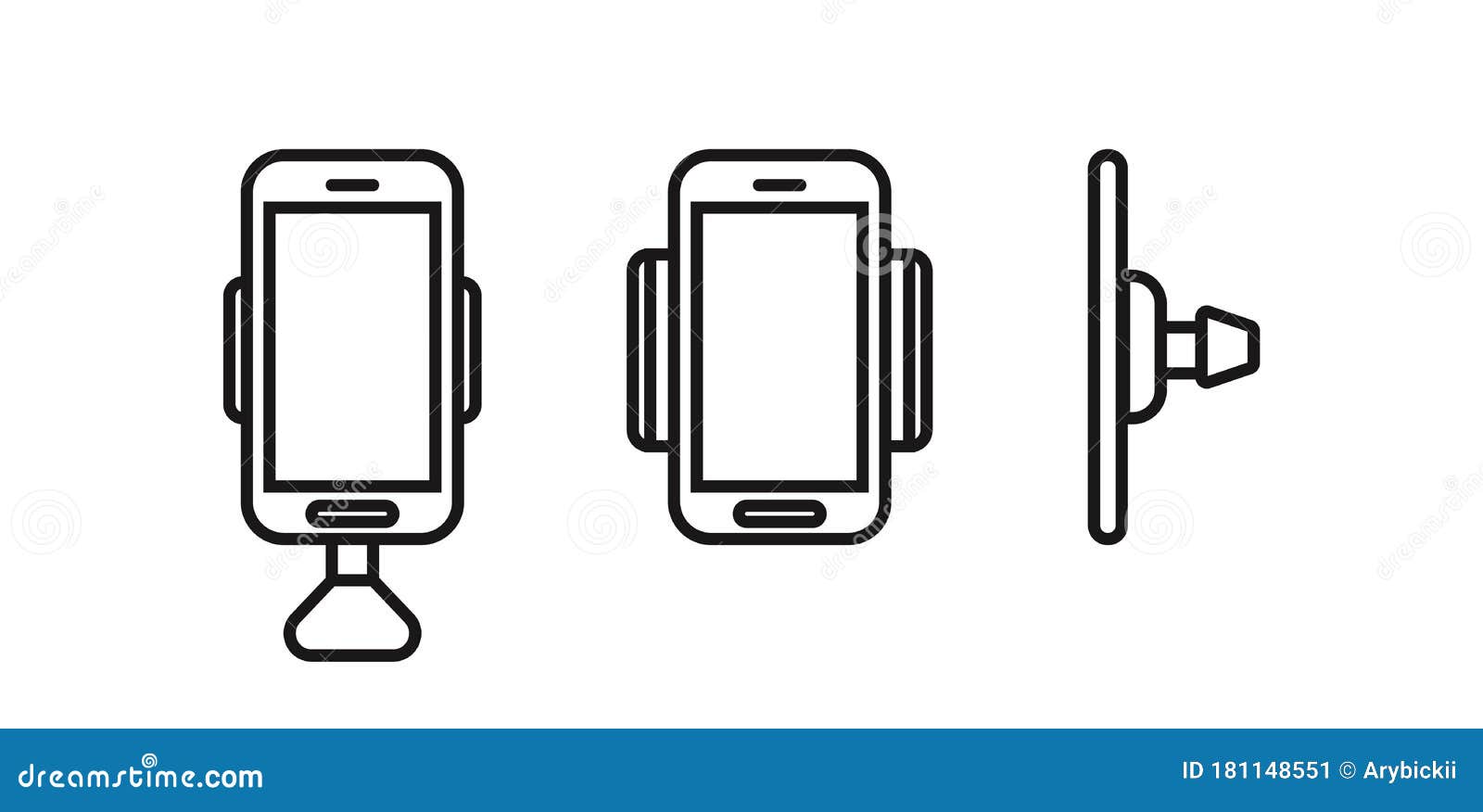 Mobile Phone Holder Icons Set. Vector Stock Vector Illustration of