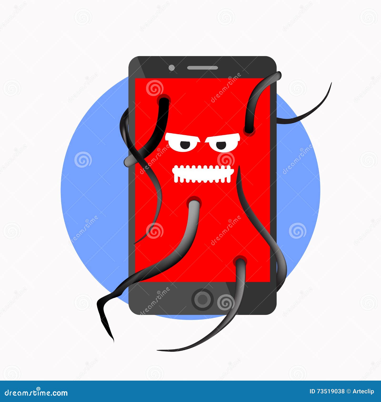 Mobile Phone Infected with Virus Stock Illustration Illustration of problem, screen 73519038