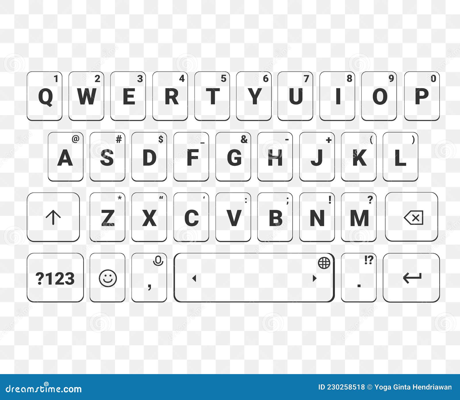 Keyboard alphabet digits and punctuation marks cartoon vector