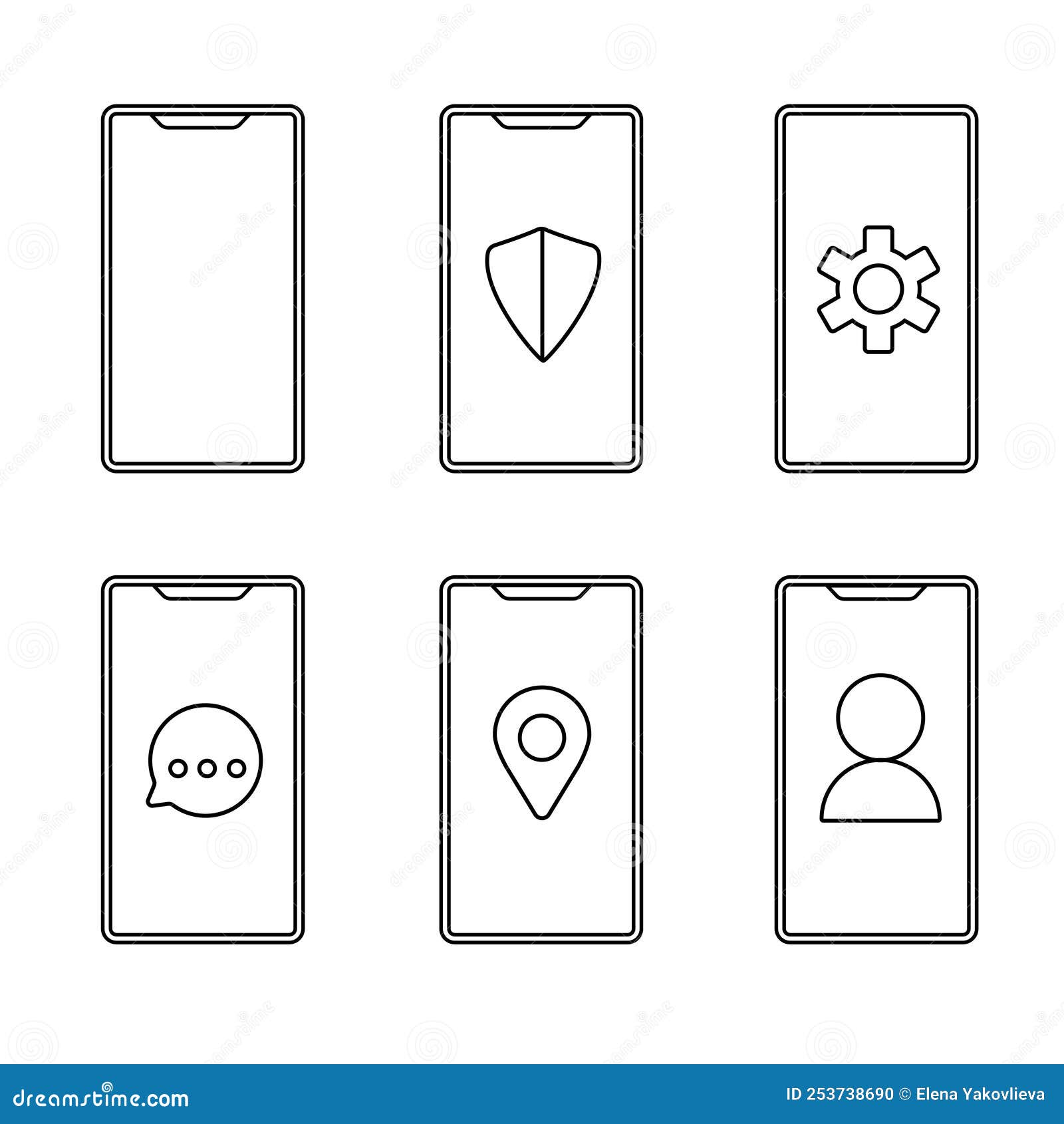 Mobile Phone in Line Style. Vector Illustration Stock Vector