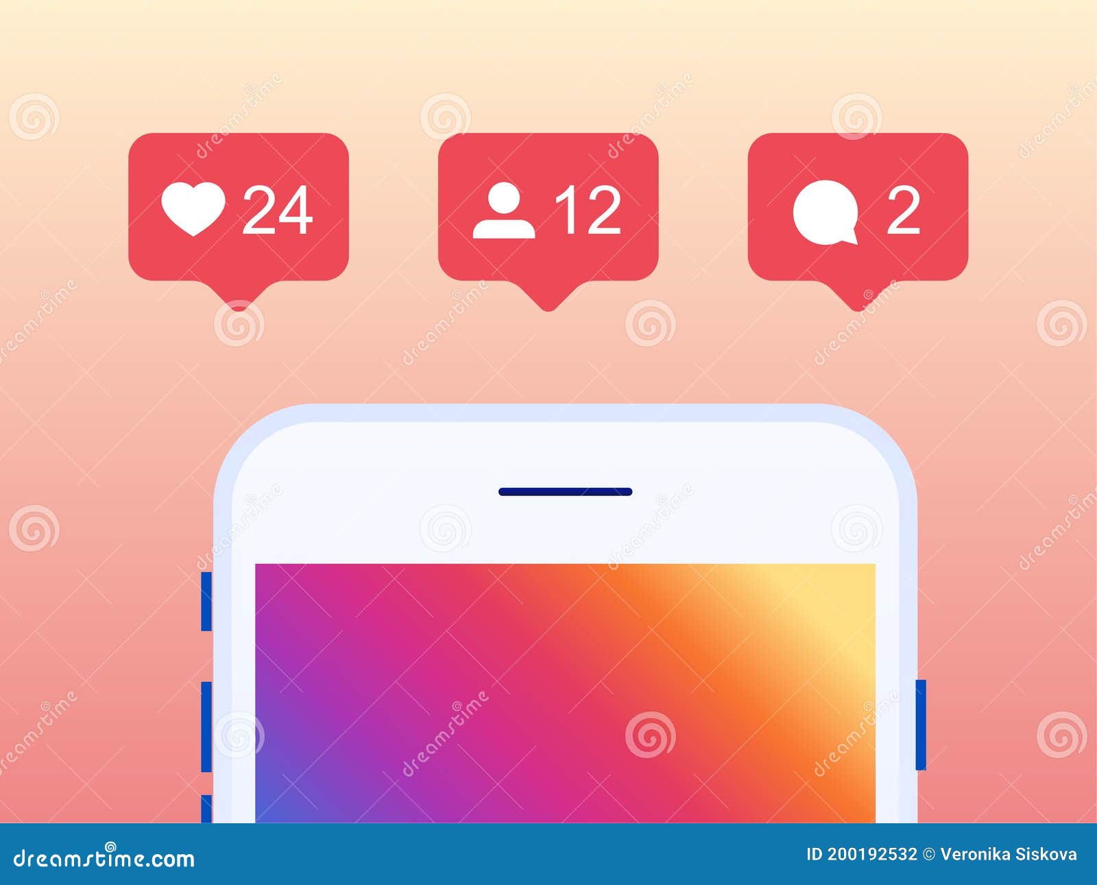 Mobile Phone with Online Communication and Connection Stock Vector