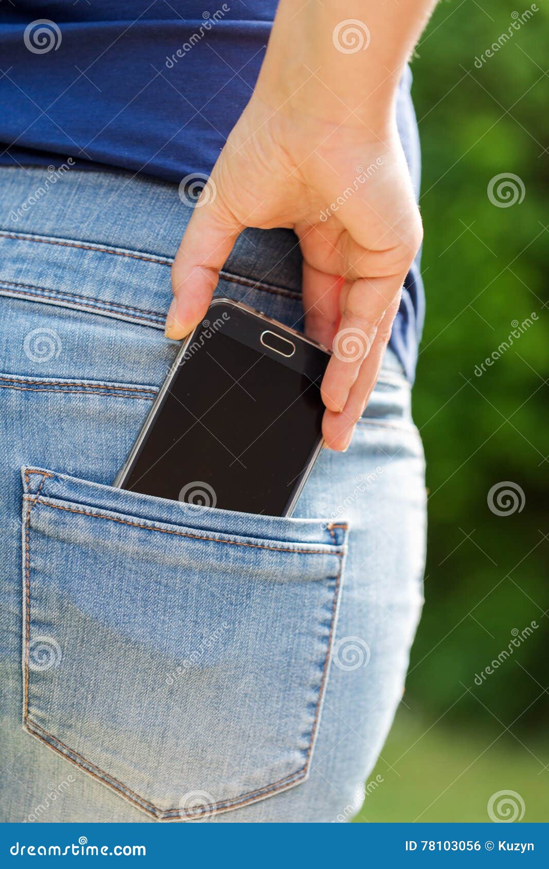 Mobile phone in pocket stock photo. Image of smartphone 78103056
