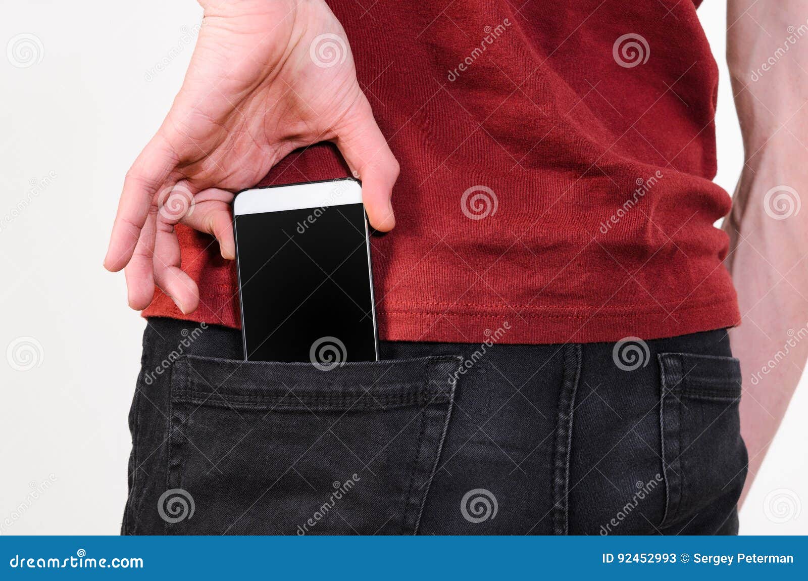 Mobile phone in a pocket stock image. Image of back, casual 92452993