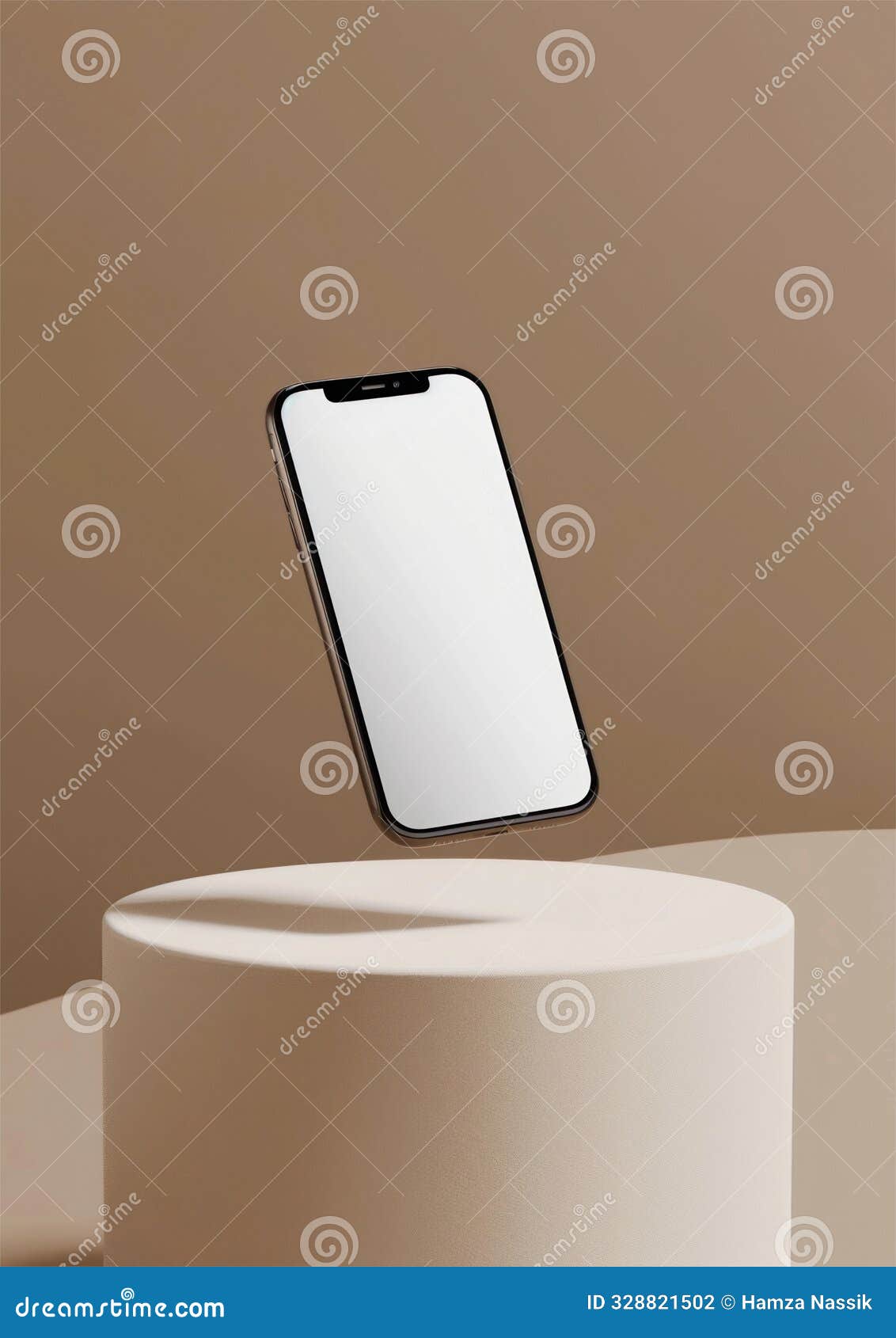 mobile phone screen mockup, empty blank , blank phone in air