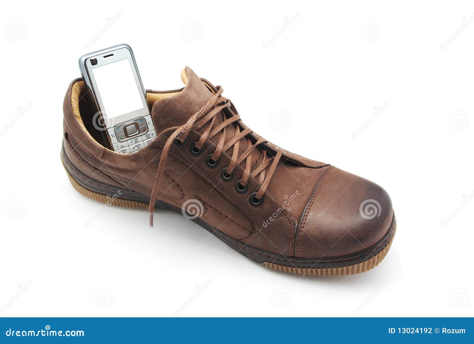 Mobile phone in shoe stock photo. Image of details, macro 13024192