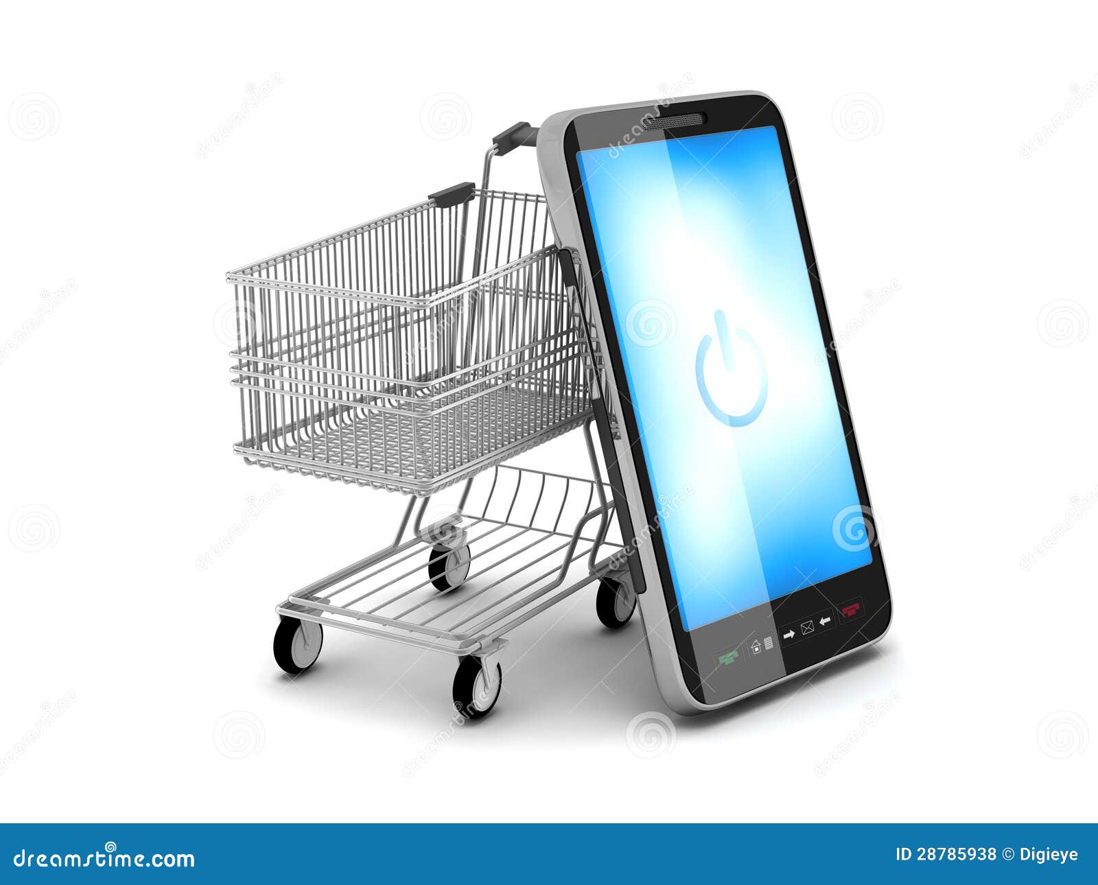 Mobile Phone And Shopping Cart Royalty Free Stock Photos 