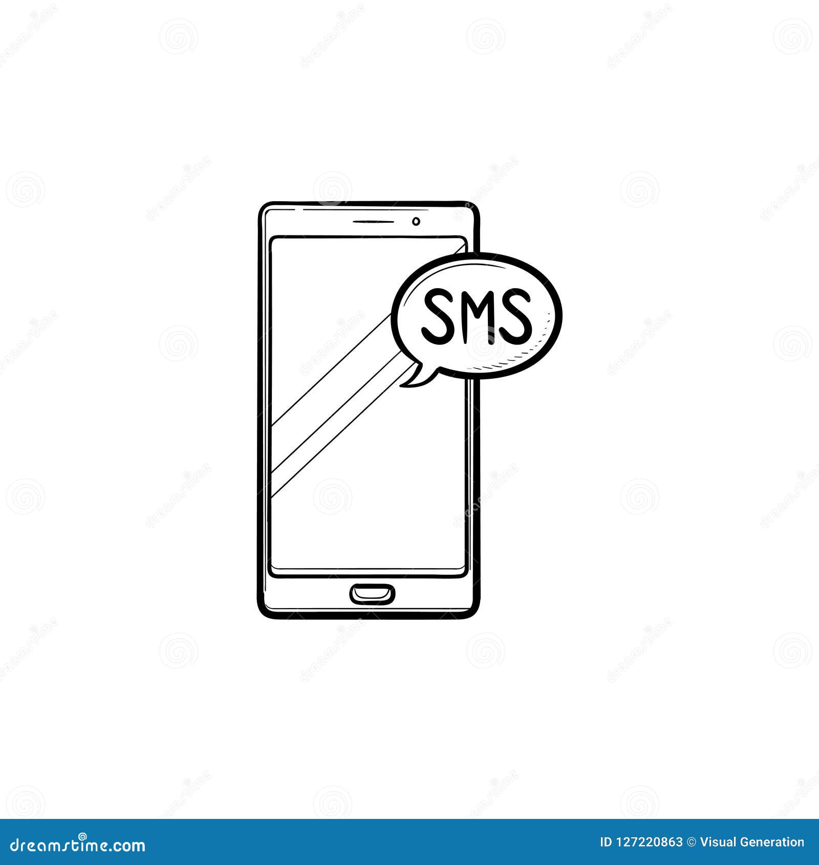 Download Mobile Phone With Sms Hand Drawn Outline Doodle Icon ...