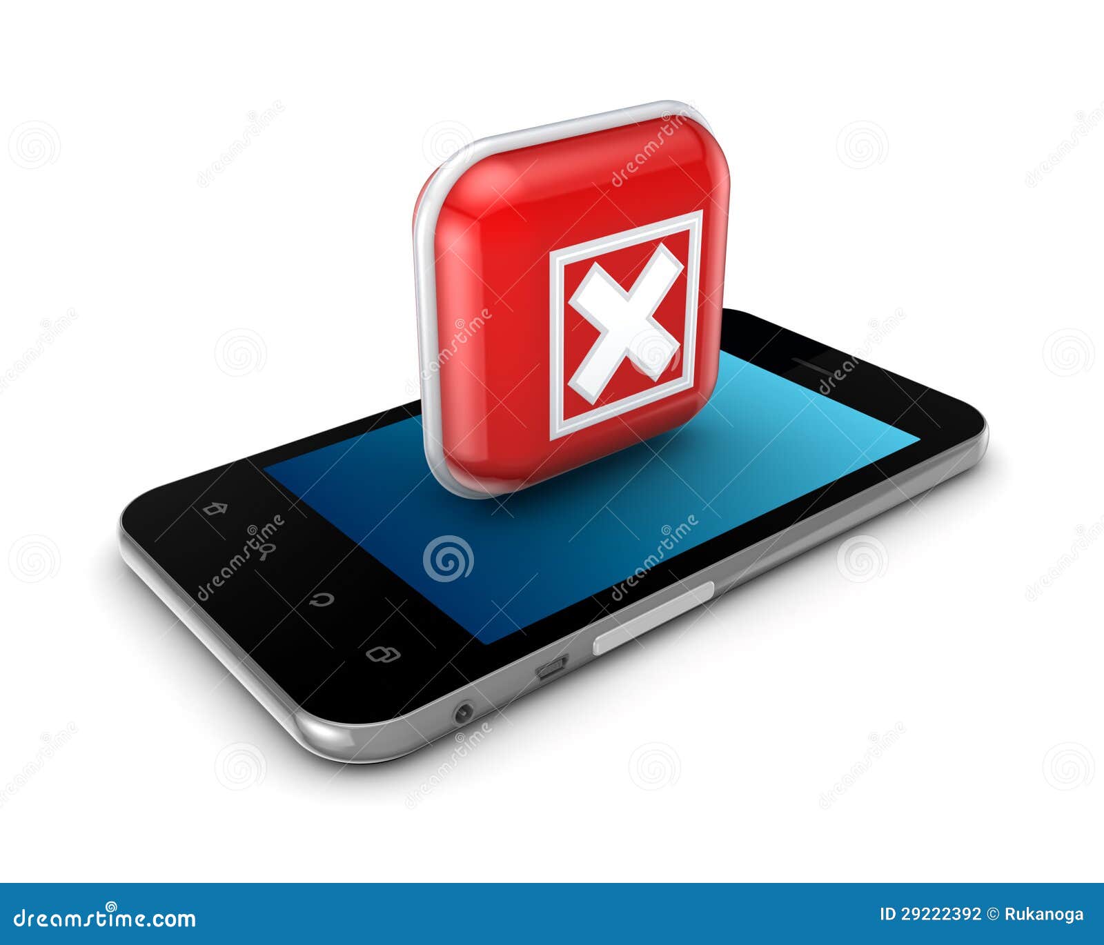 Mobile Phone with a Symbol of Cross Mark. Stock Illustration