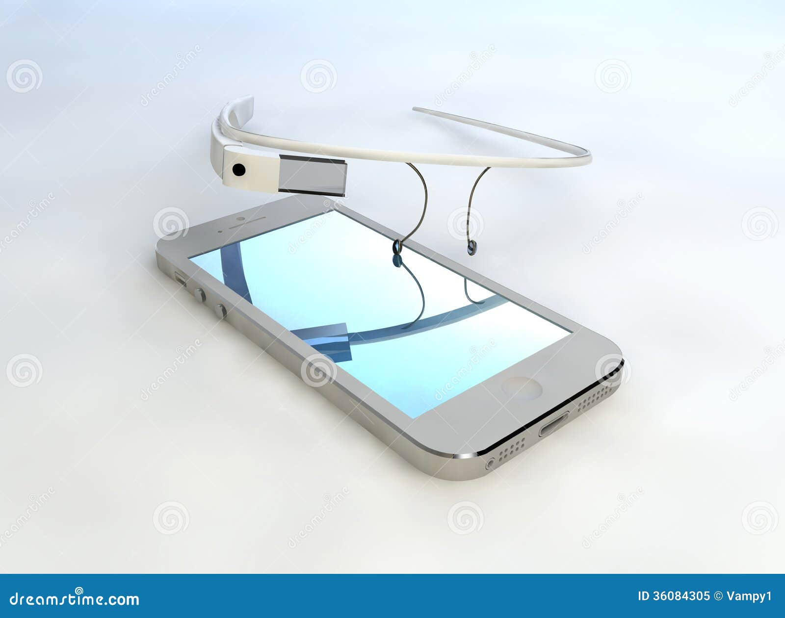 Mobile Phone Touch Technology, Interactive Glasses Stock Illustration