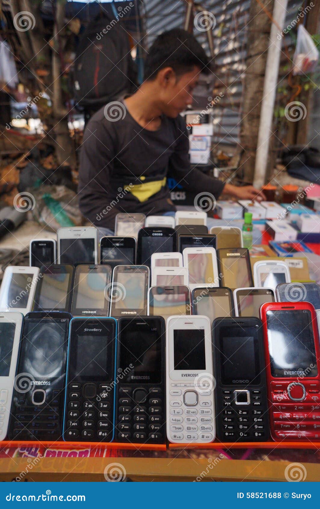 Mobile phone editorial stock photo. Image of indonesia 58521688
