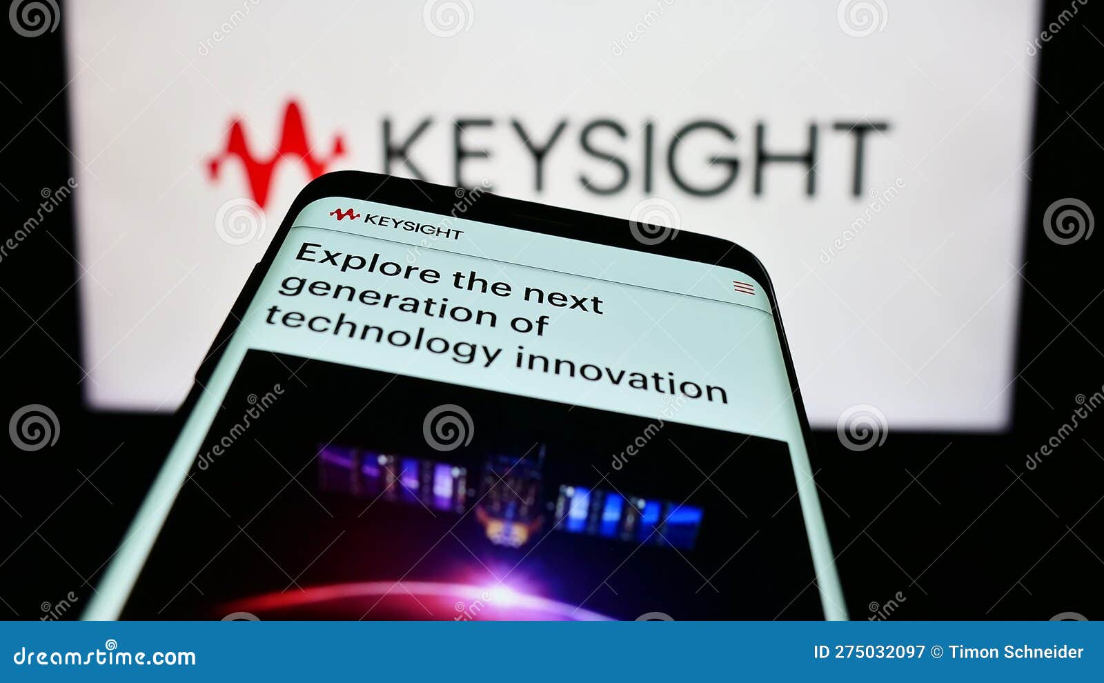 Mobile Phone with page of US Company Keysight Technologies Inc. on
