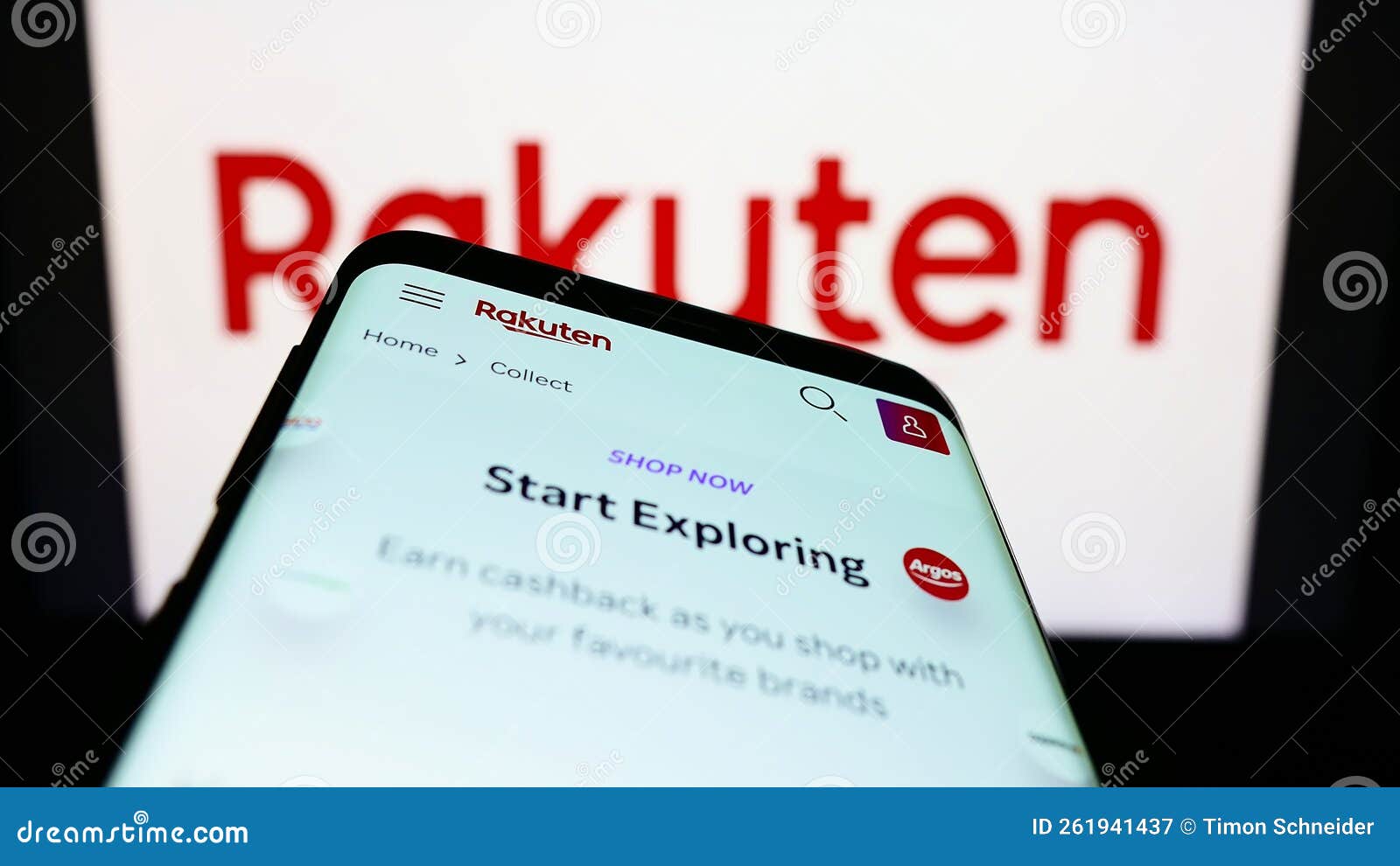 Mobile Phone with Website of Japanese E-commerce Company Rakuten Group