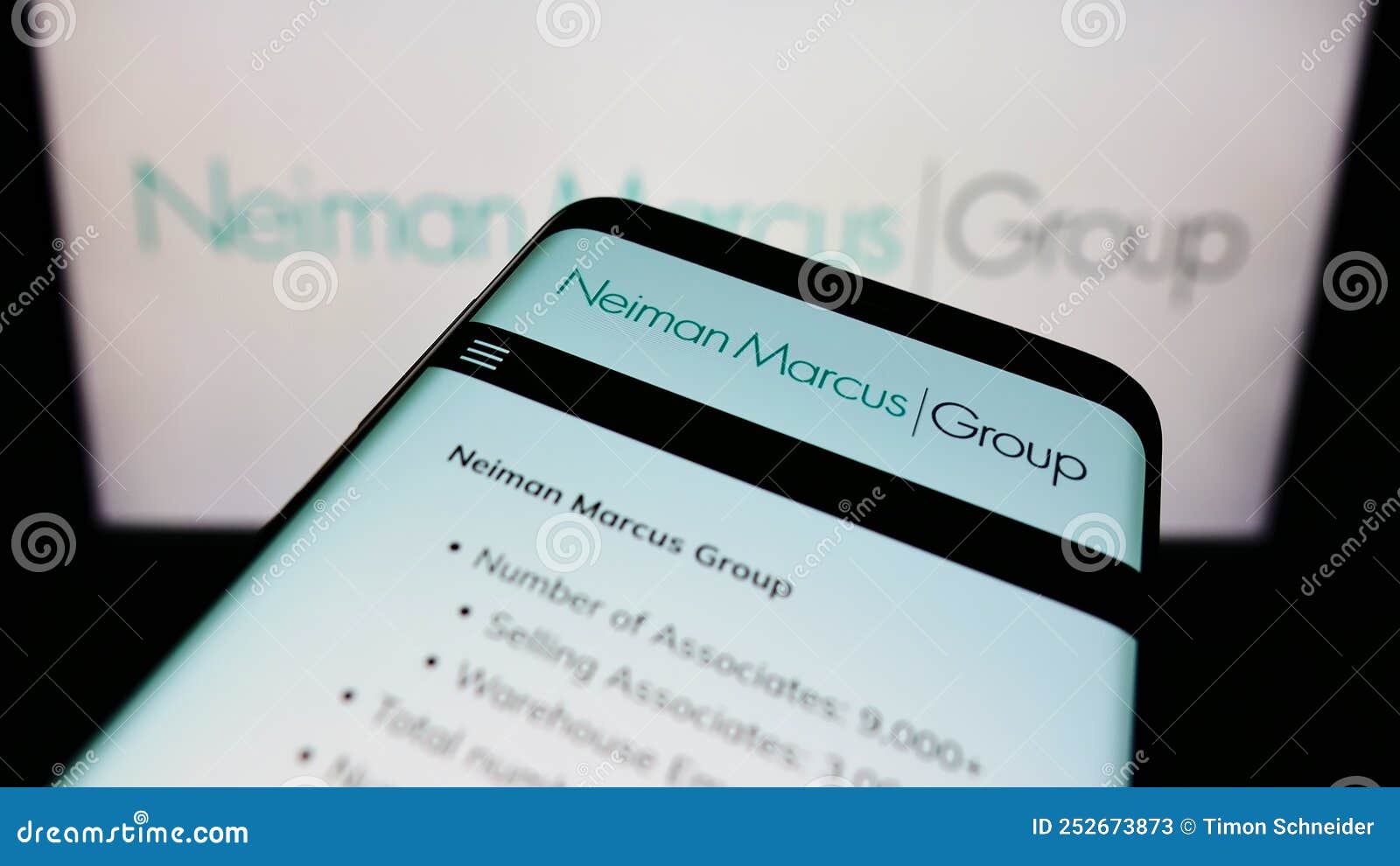 Mobile Phone with Website of US Retail Company Neiman Marcus Group