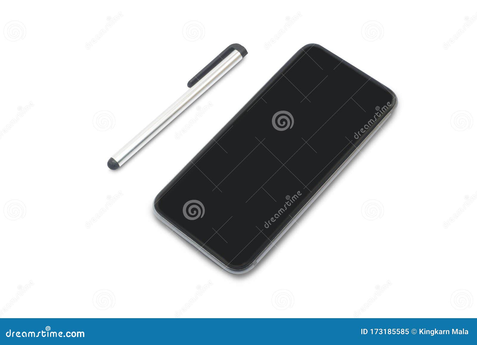 Mobile Phones Pen and Write for the Screen on a White Background,with