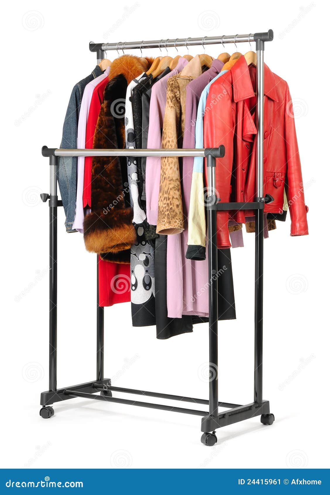 mobile rack with clothes