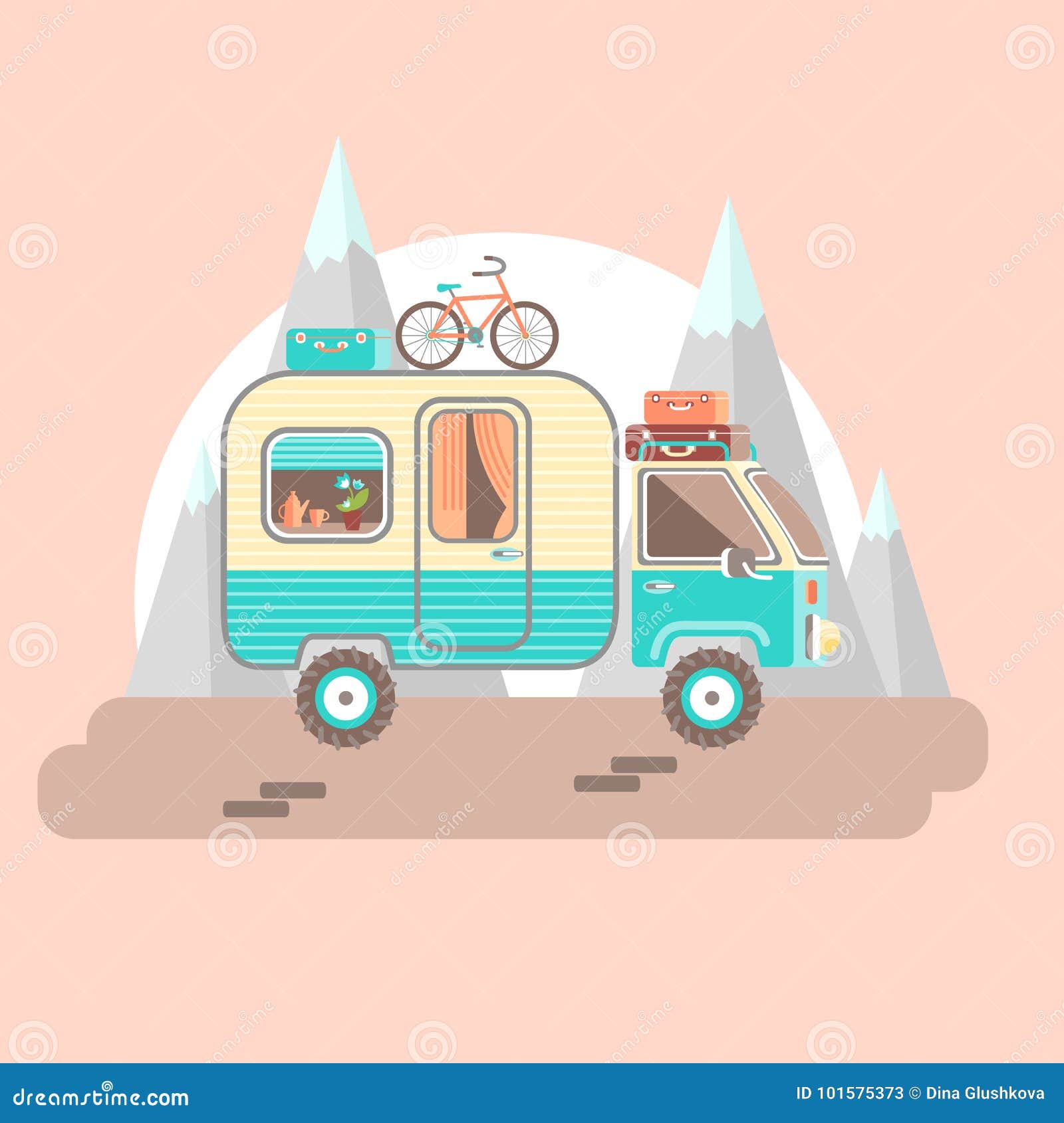 Mobile Recreation. House on Wheels Stock Vector - Illustration of ...