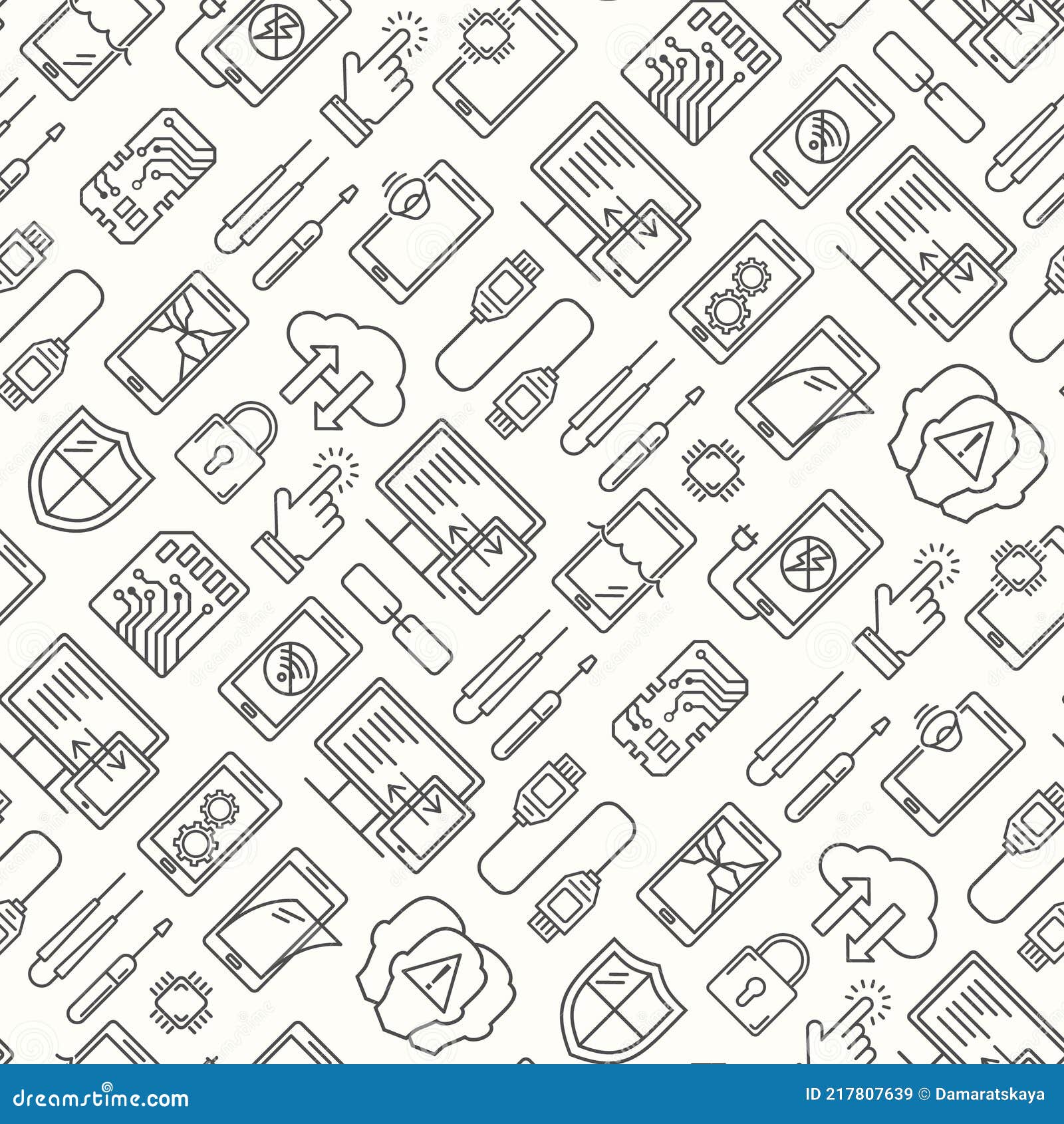 Mobile Repair Service, Phone Fix Seamless Pattern. Smartphone