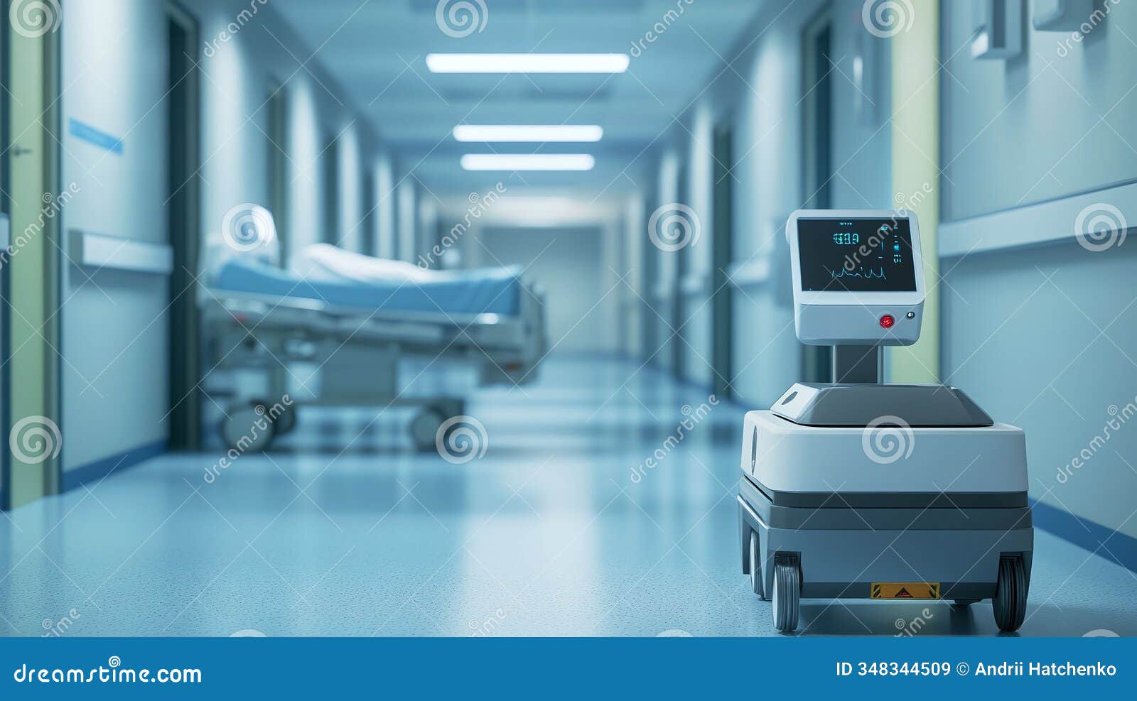 a mobile robot assistant in a hospital using computer vision to navigate through crowded hallways and locate patients or supplies.