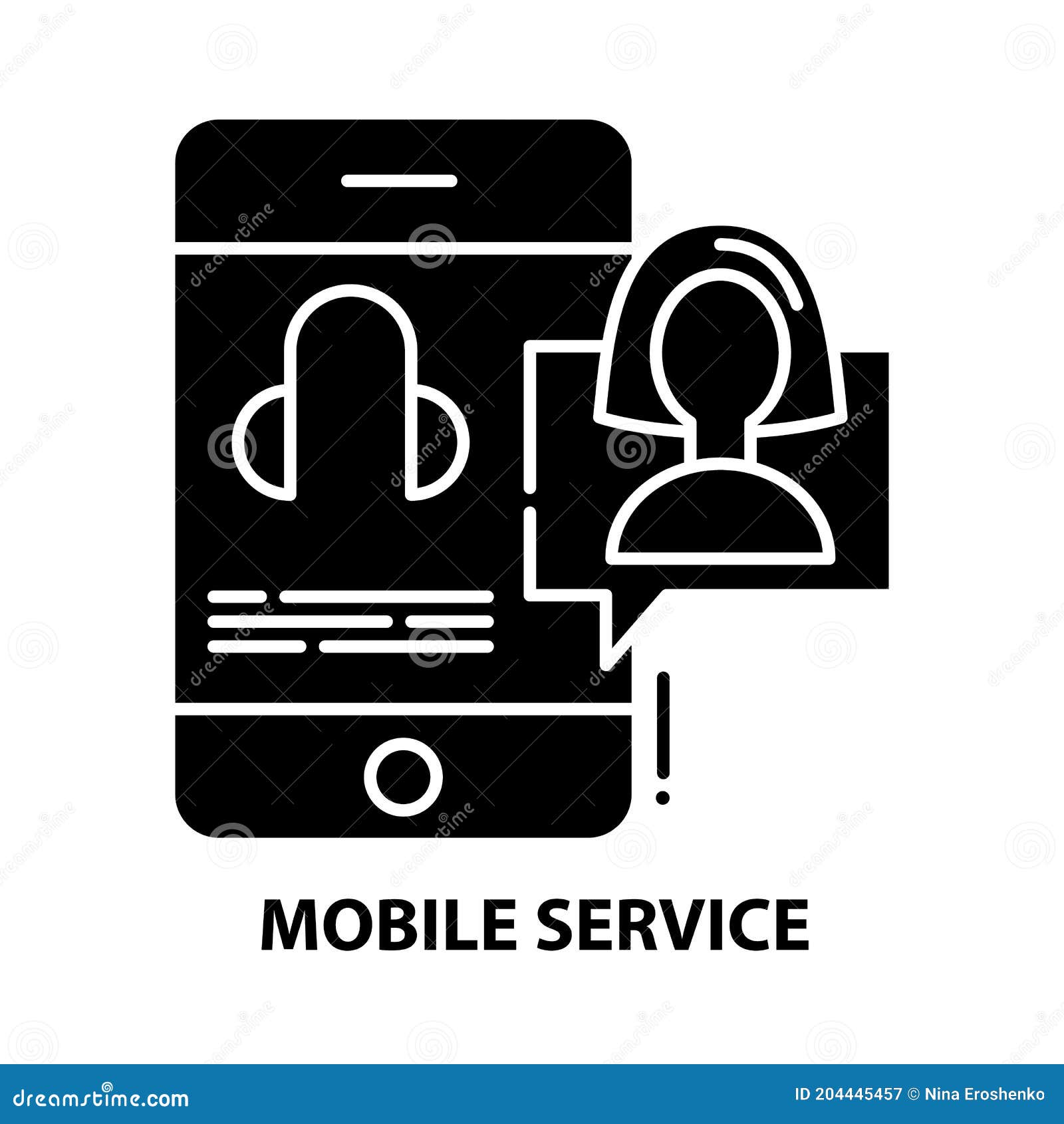 Mobile Service Symbol Icon, Black Vector Sign with Editable Strokes