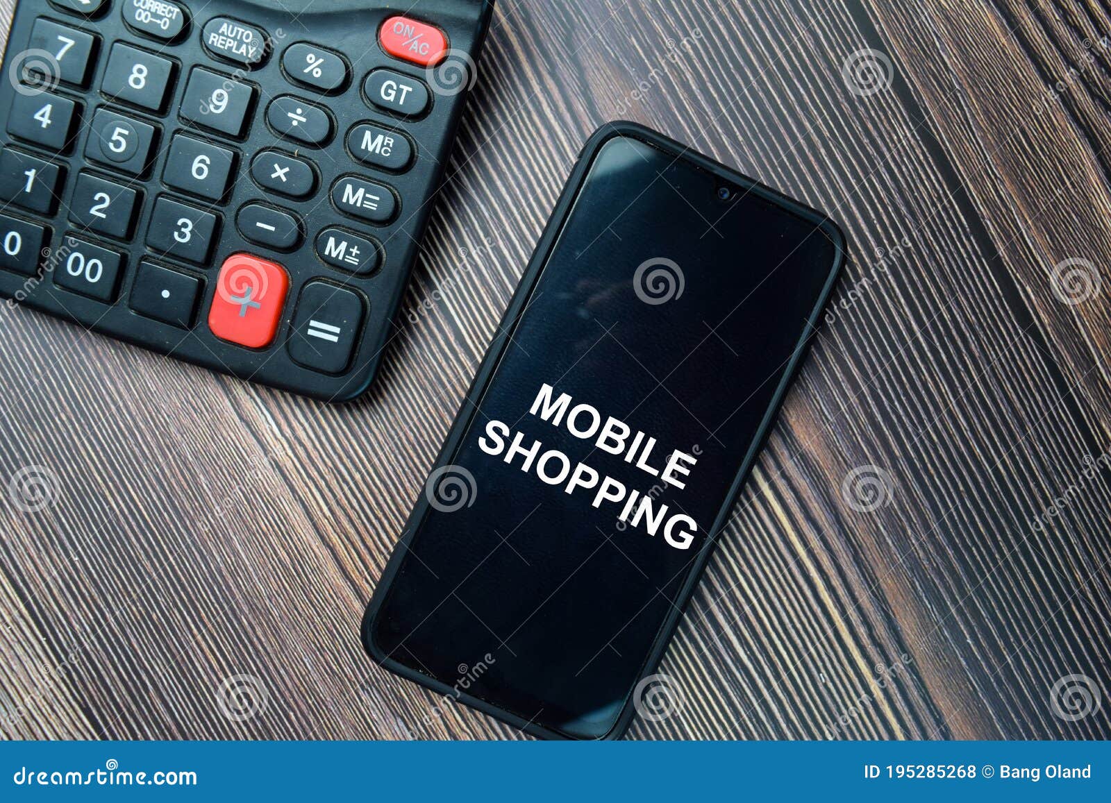 mobile shopping write on smartphone  on office desk