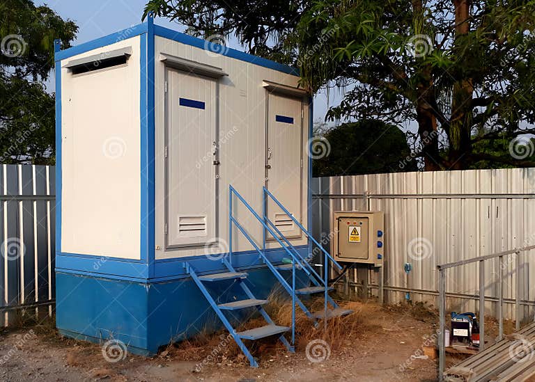 Mobile Toilets at the Construction Site Area Stock Image - Image of ...