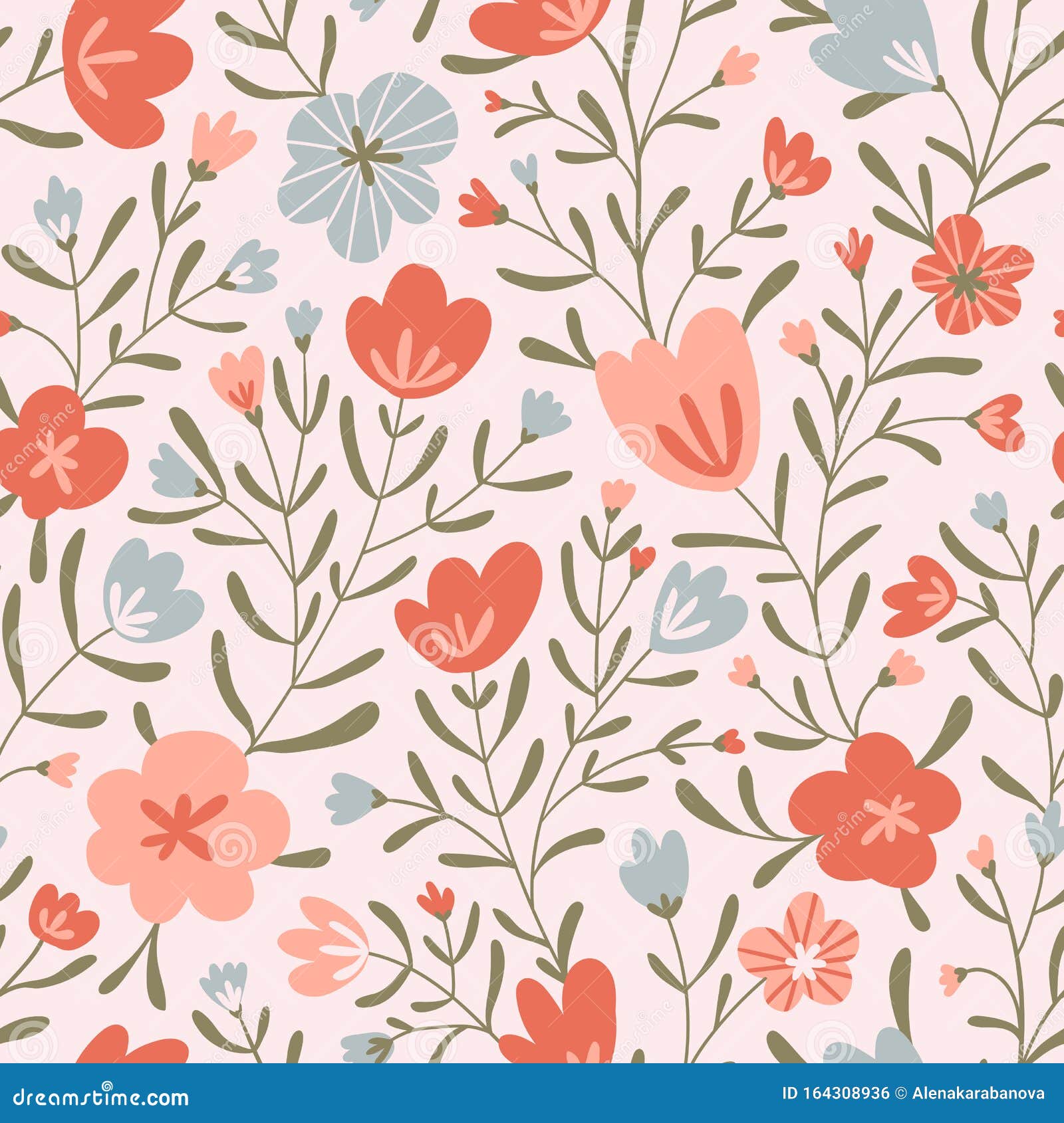 Trendy Seamless Floral Ditsy Pattern. Fabric Design with Simple Flowers  Stock Illustration - Illustration of modern, beauty: 164308936