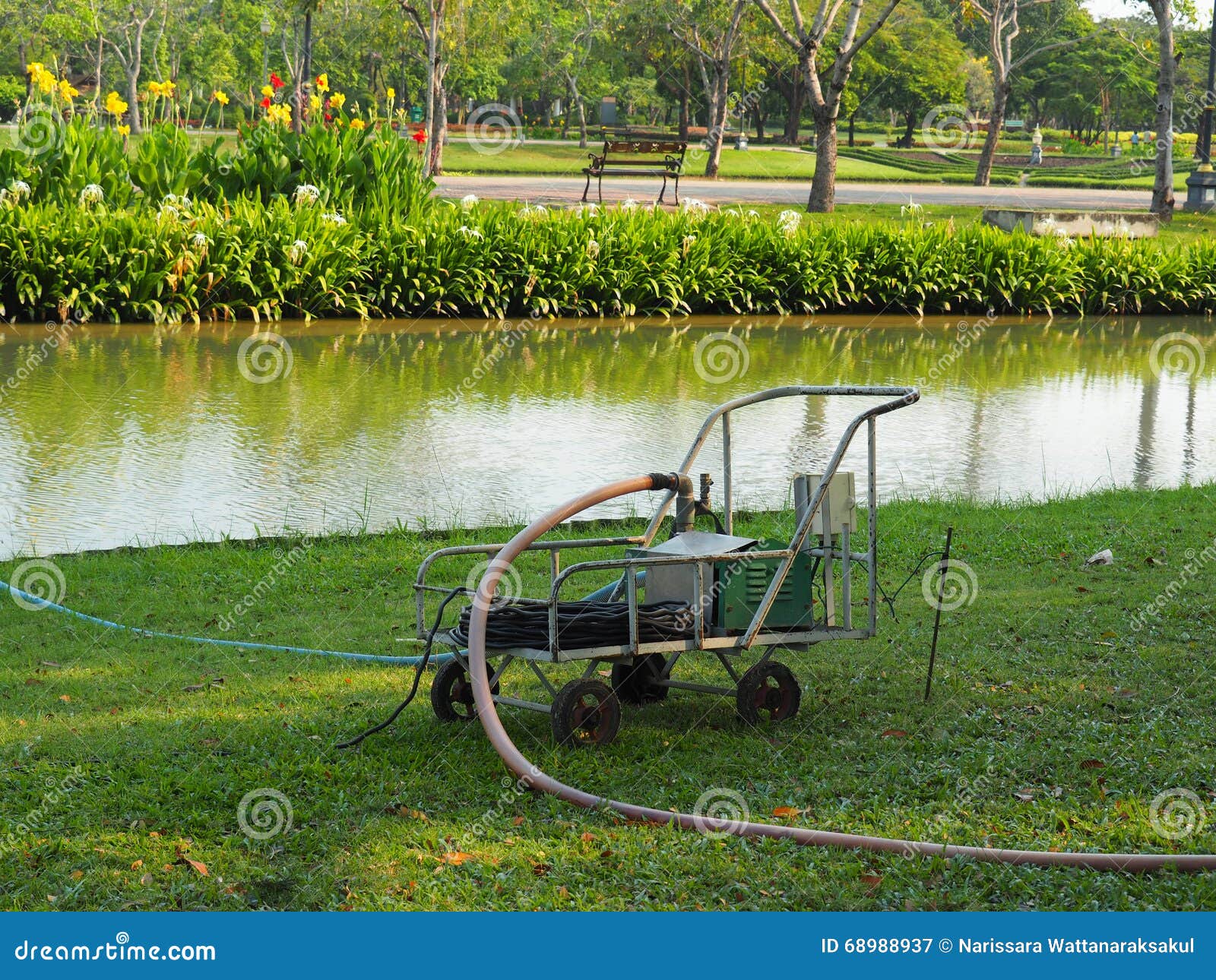 Mobile Water Pump Used in Park Stock Image Image of hose, used 68988937