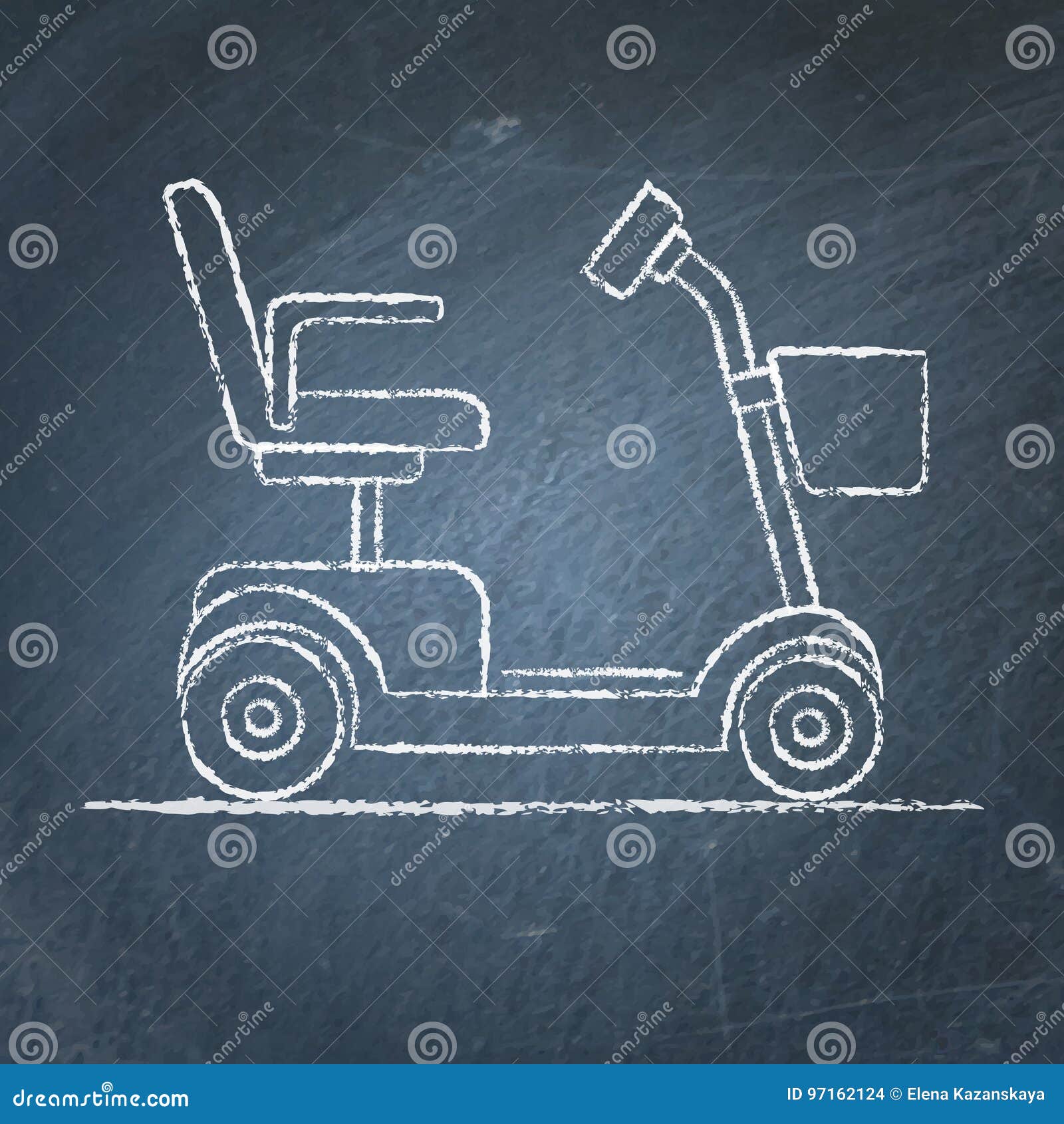 Mobility Scooter Sketch on Chalkboard Stock Illustration Illustration