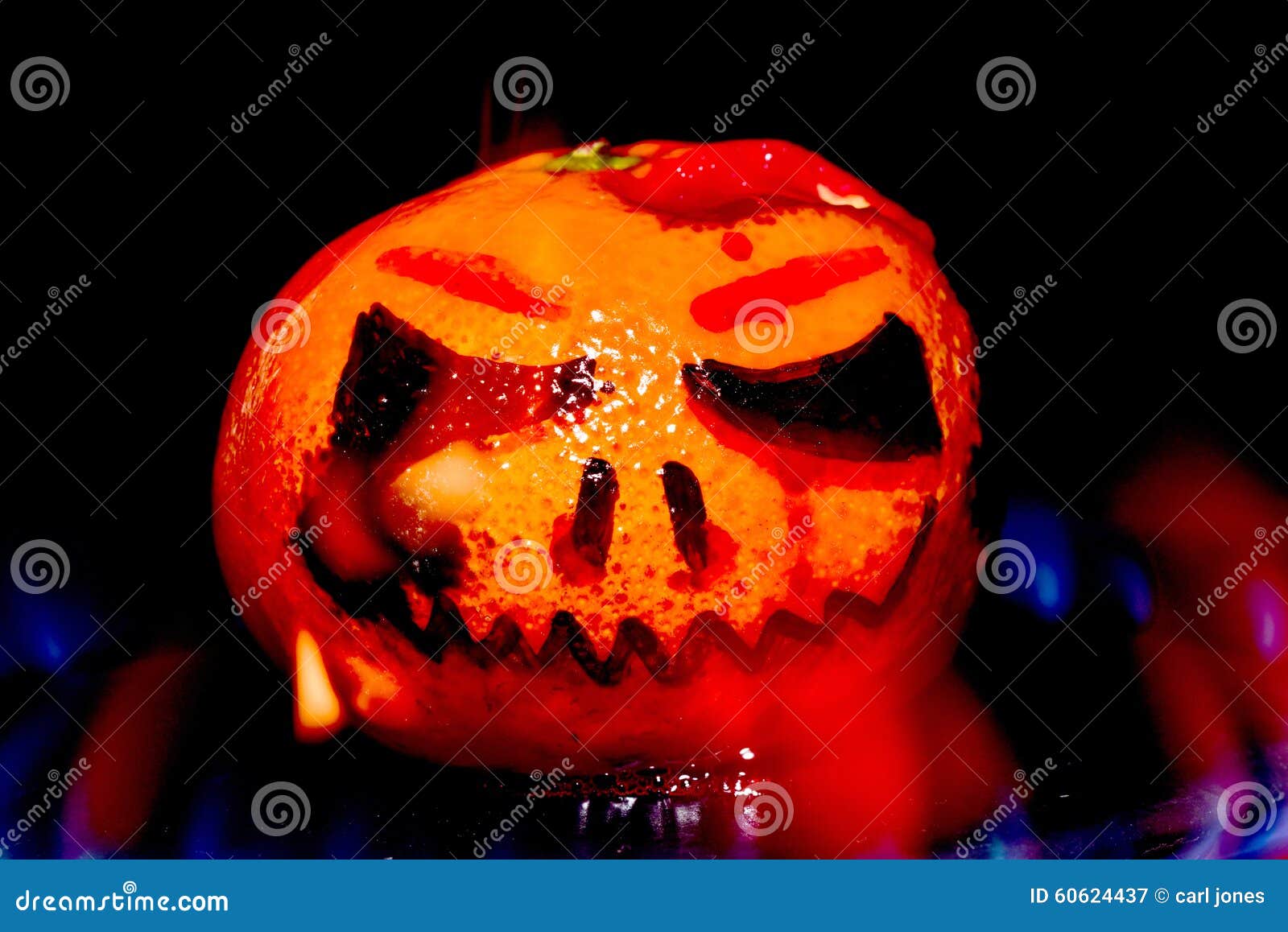Mock Halloween Styled Pumpkin on Fire Stock Image Image of