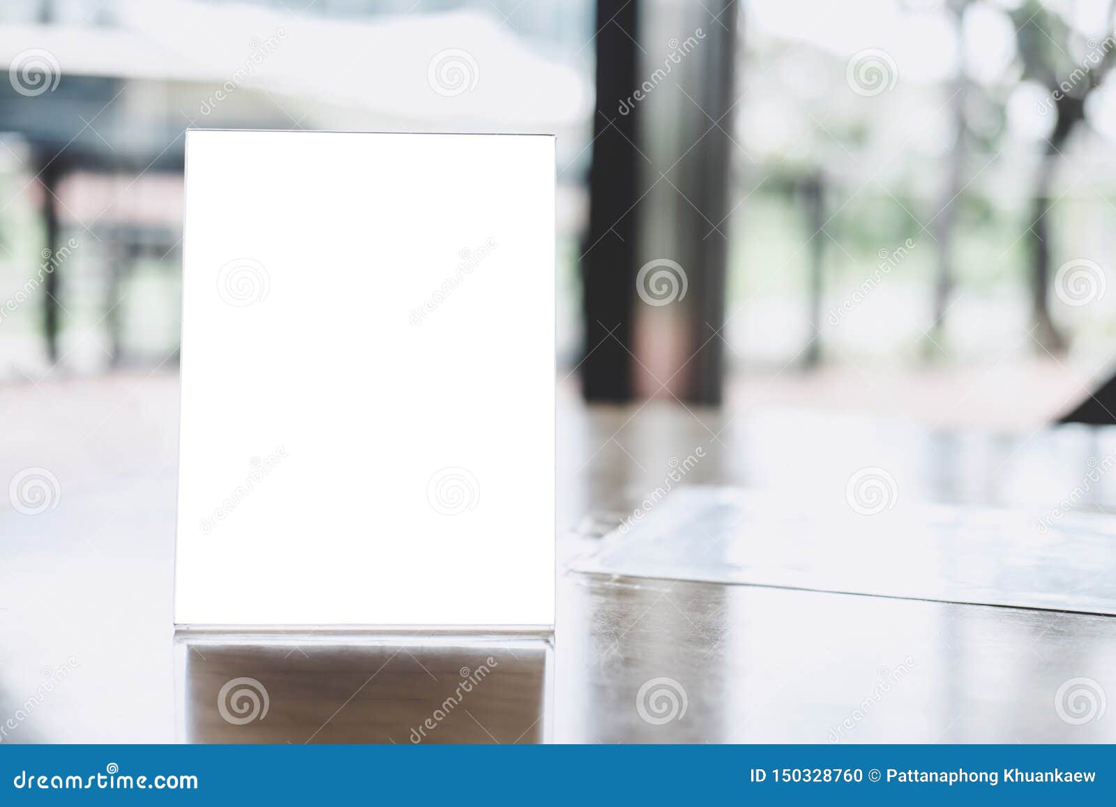 Download Mock Up Acrylic Frame Posters Pattern Template Forms Background, Blank Menu Frame On Table In ...