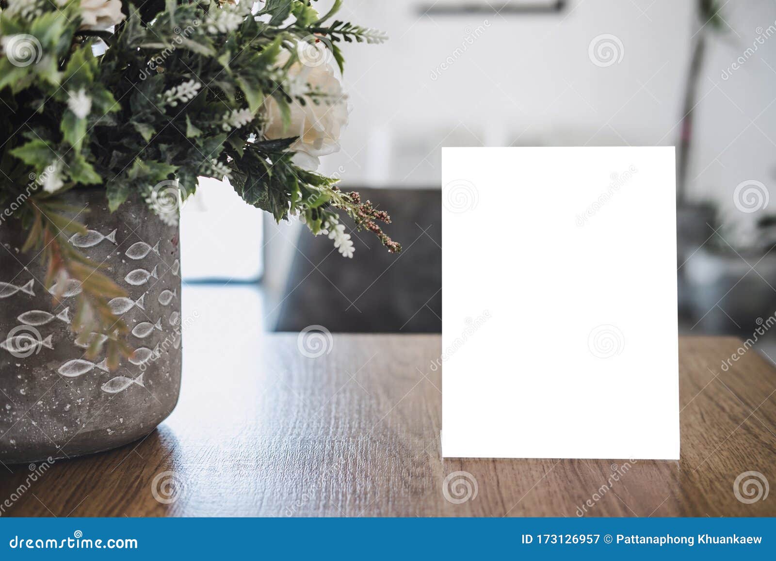Download Mock Up Acrylic Frame Posters Pattern Template Forms Background, Blank Menu Frame On Table In ...