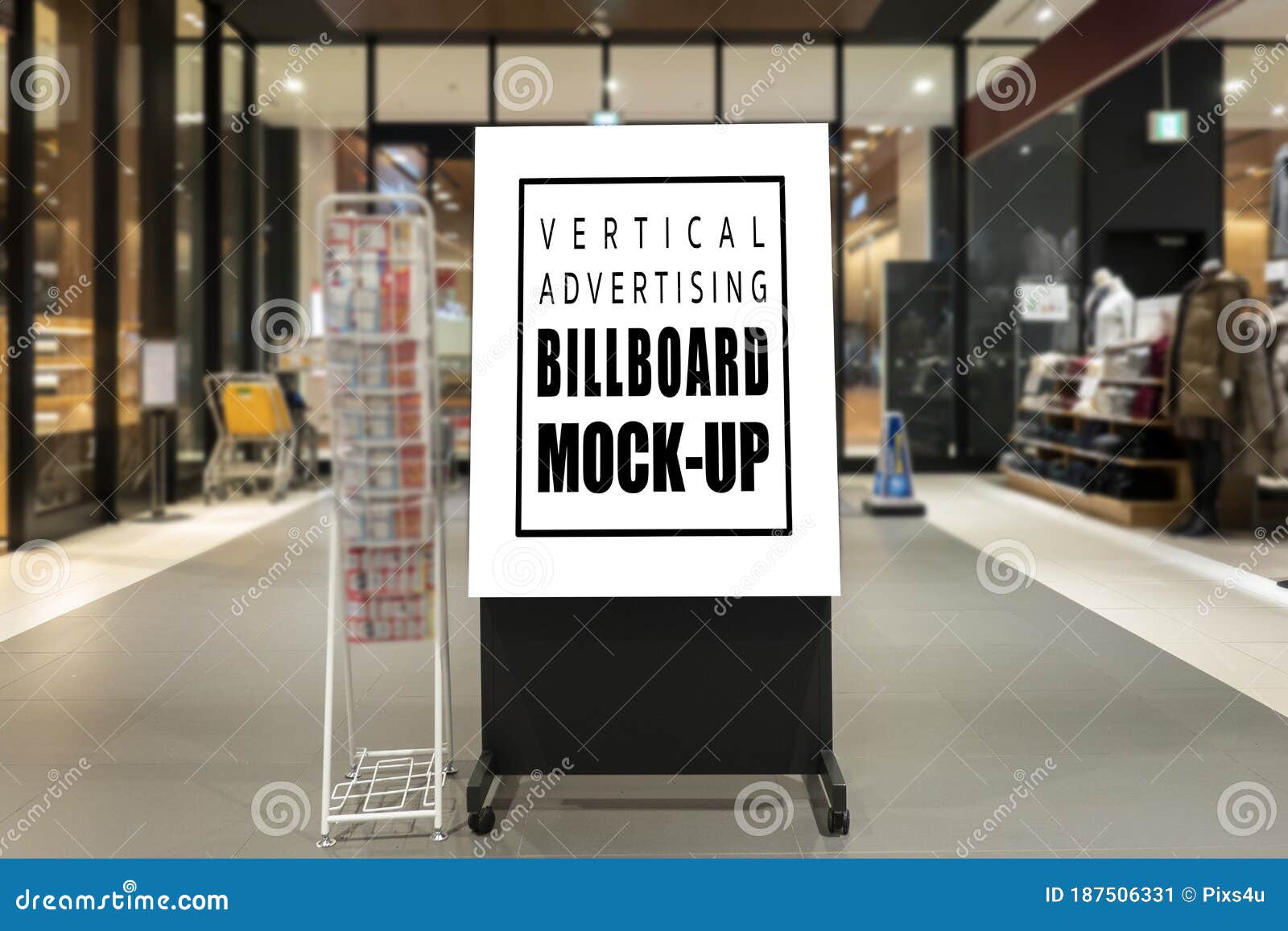 Download Mock Up Advertising Standee Board On Walkway In Shopping Mall Stock Image Image Of Entrance Blank 187506331