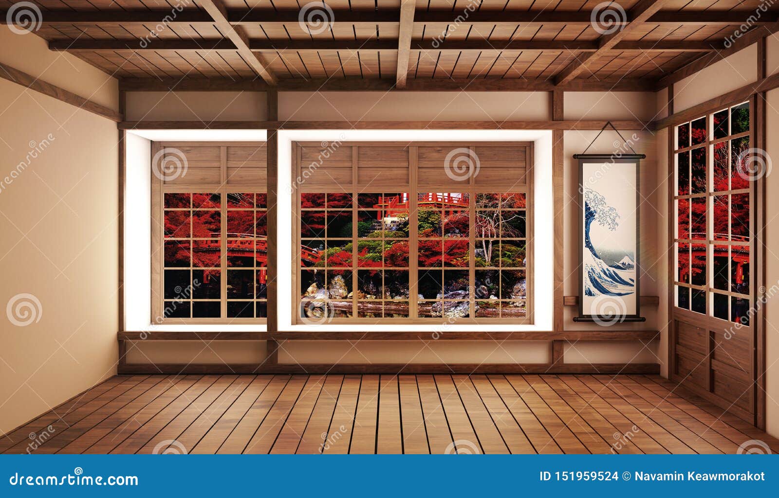 Beautiful Empty Room With Decoration Japanese Style And View