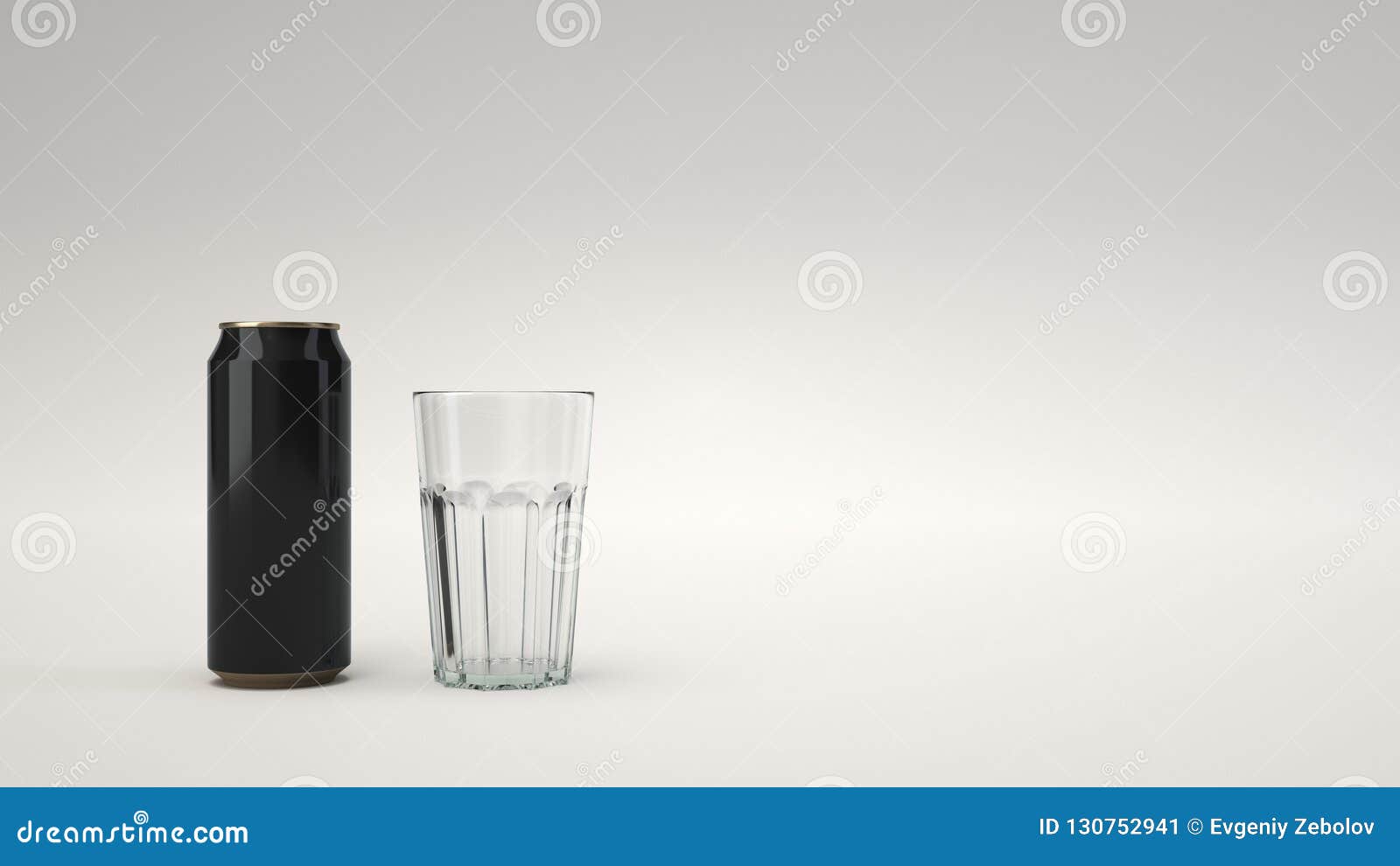 Download Mock Up Of Beer Can And An Empty Glass Stock Illustration ...