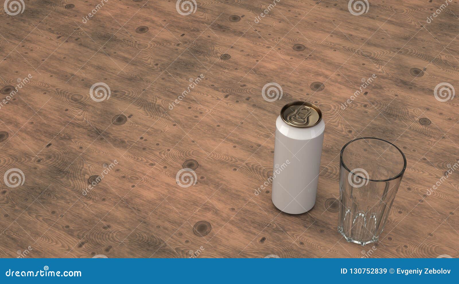 Mock Up Of Beer Can And An Empty Glass Stock Illustration ...